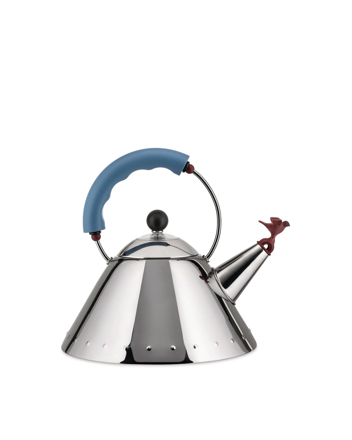 Alessi 9093 Stovetop Kettle by Michael Graves, Stainless Steel with Light Blue Handle