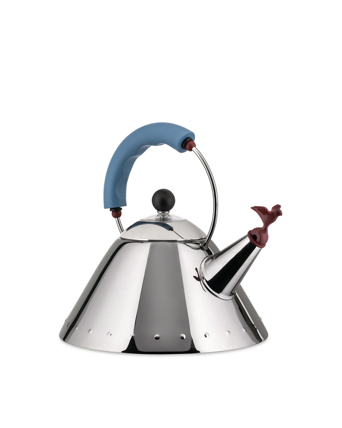 Alessi 9093 Stovetop Kettle by Michael Graves, Stainless Steel with Light Blue Handle