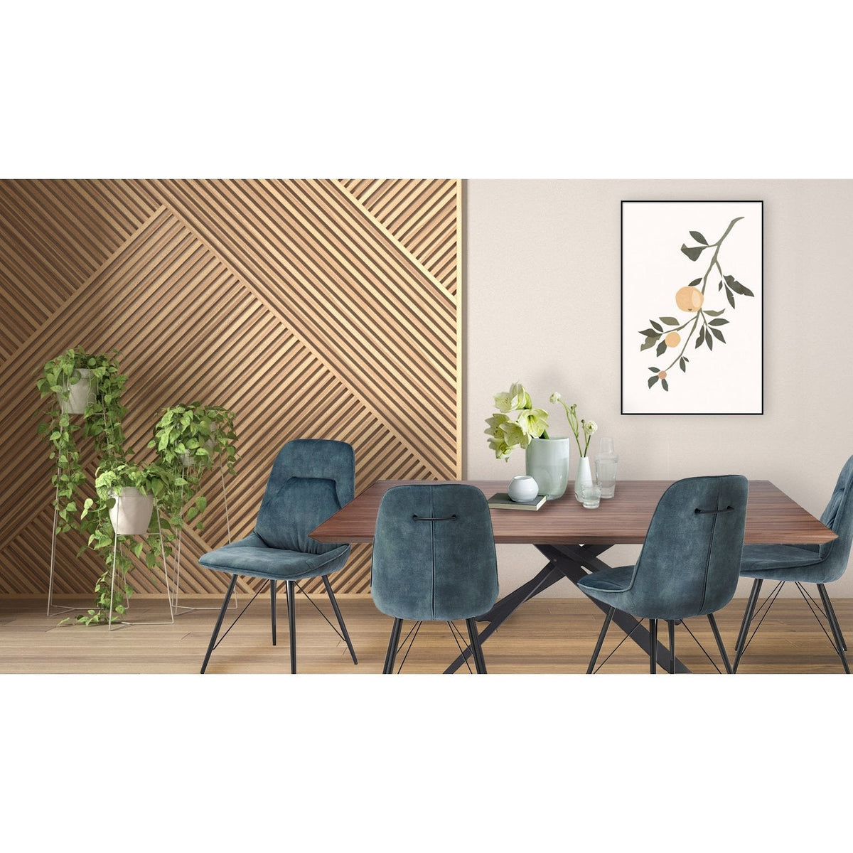 New Pacific Direct Raven Velvet Fabric Dining Side Chair, (Set of 2) 1060018-217