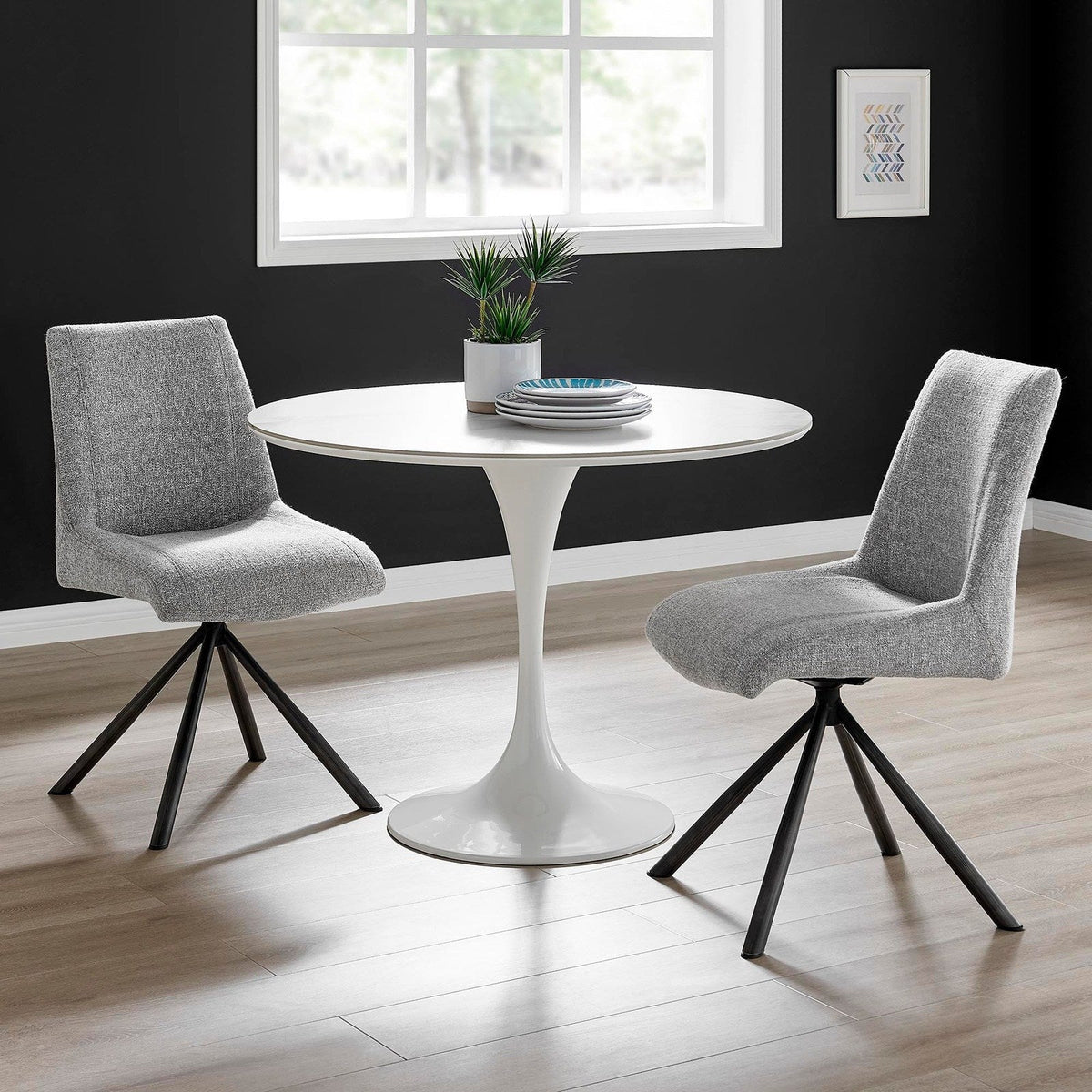 New Pacific Direct Viona Fabric Swivel Dining Side Chair (Seat), (Set of 2) 1060019-218