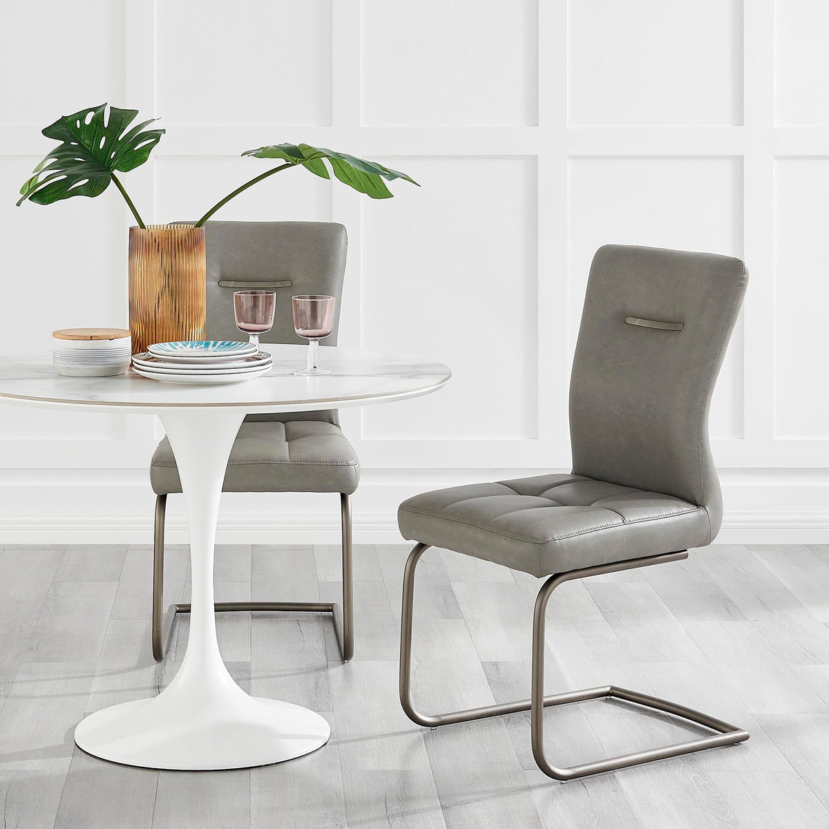 New Pacific Direct Mauricia PU Dining Side Chair, (Set of 2) 1060023-216