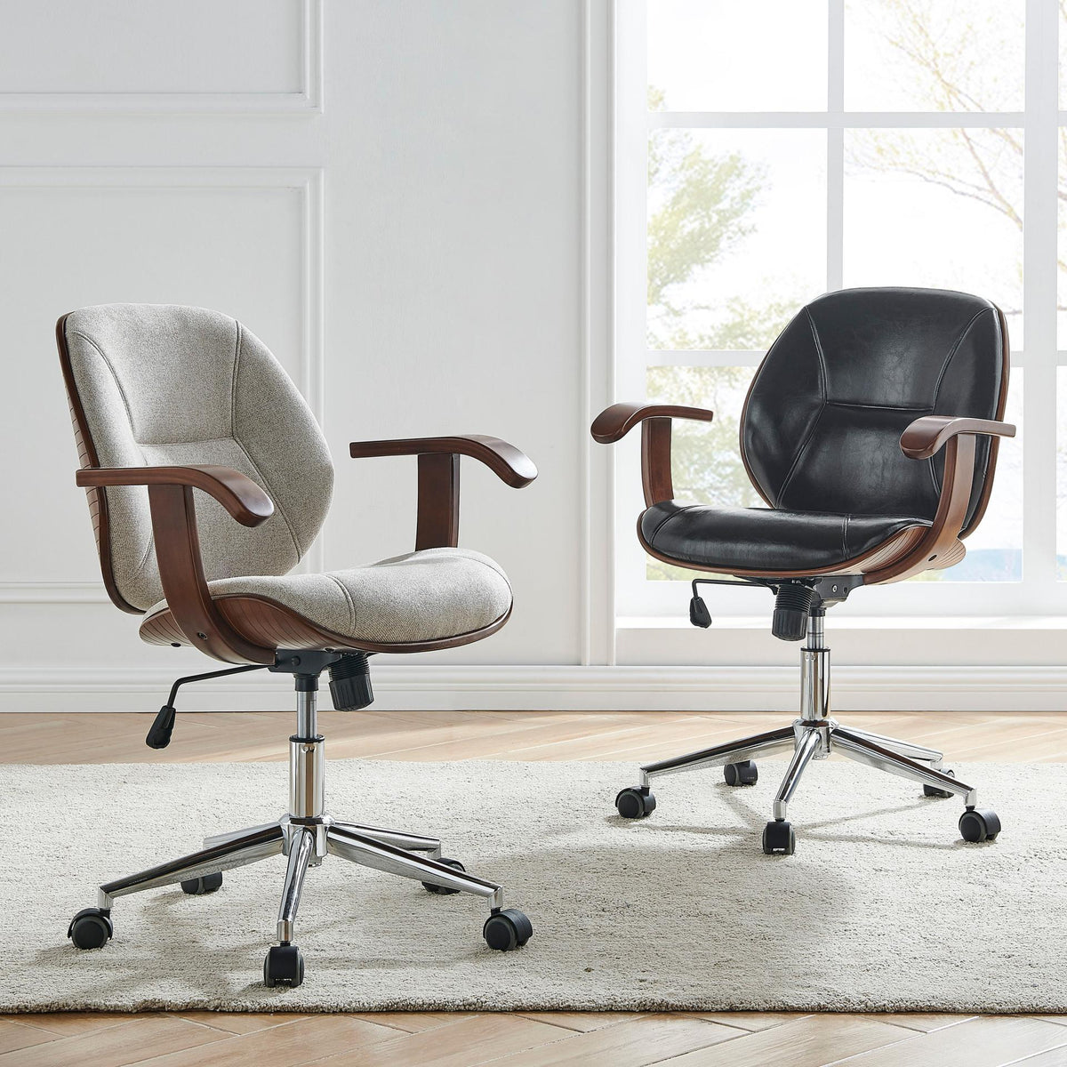 New Pacific Direct Samuel PU Bamboo Office Chair w/ Armrest 1160030-BWL