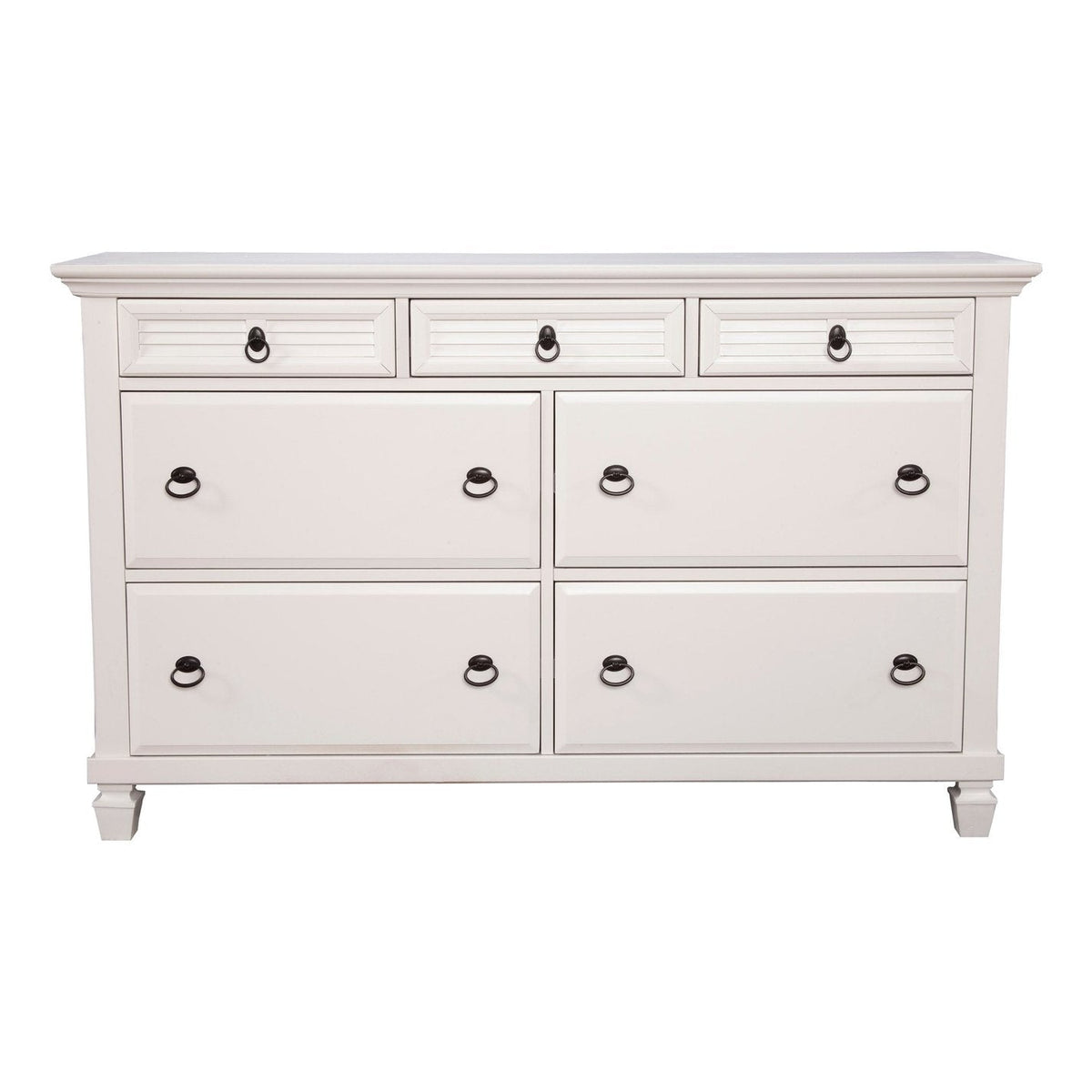 Alpine Furniture Winchester 7 Drawer Dresser, White 1306-03