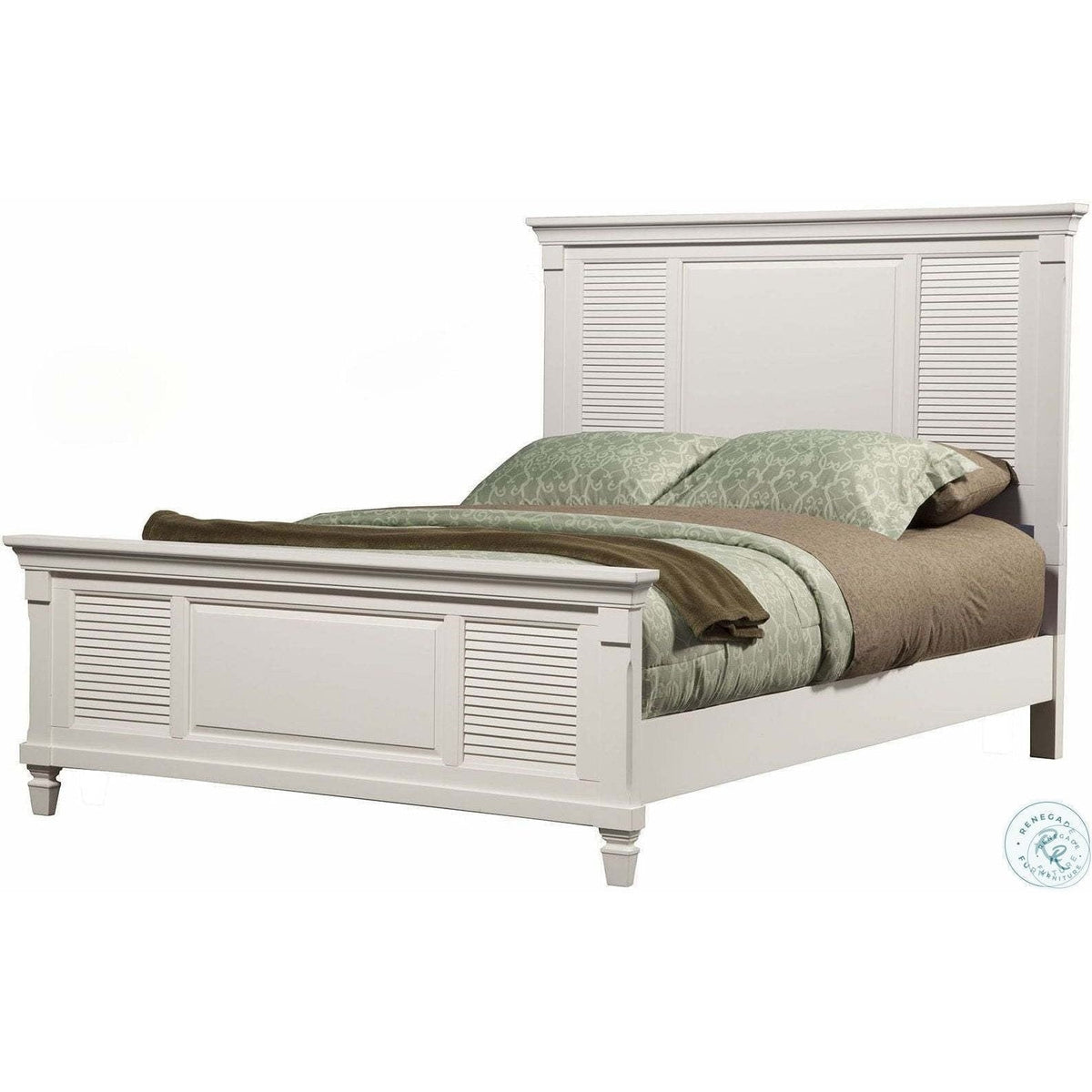Alpine Furniture Winchester Eastern King Shutter Panel Bed, White 1306EK