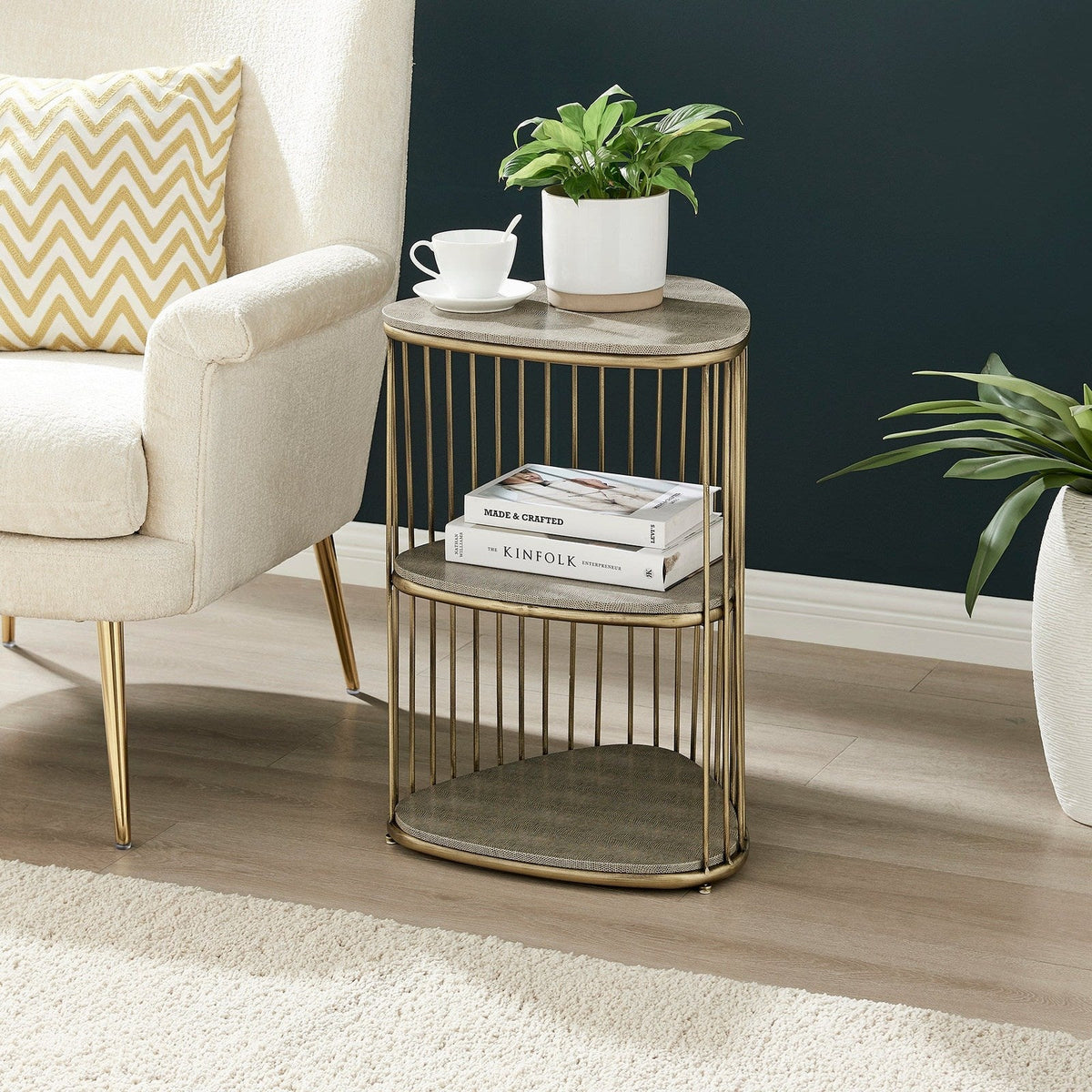 New Pacific Direct Theron Faux Shagreen Side/ End Table 1600086