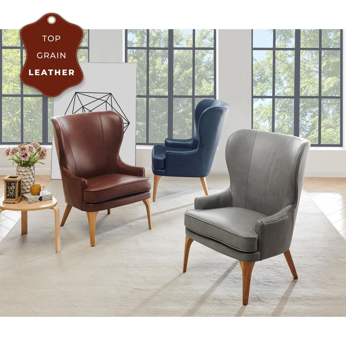New Pacific Direct Bjorn Top Grain Leather Accent Chair 1900155-428