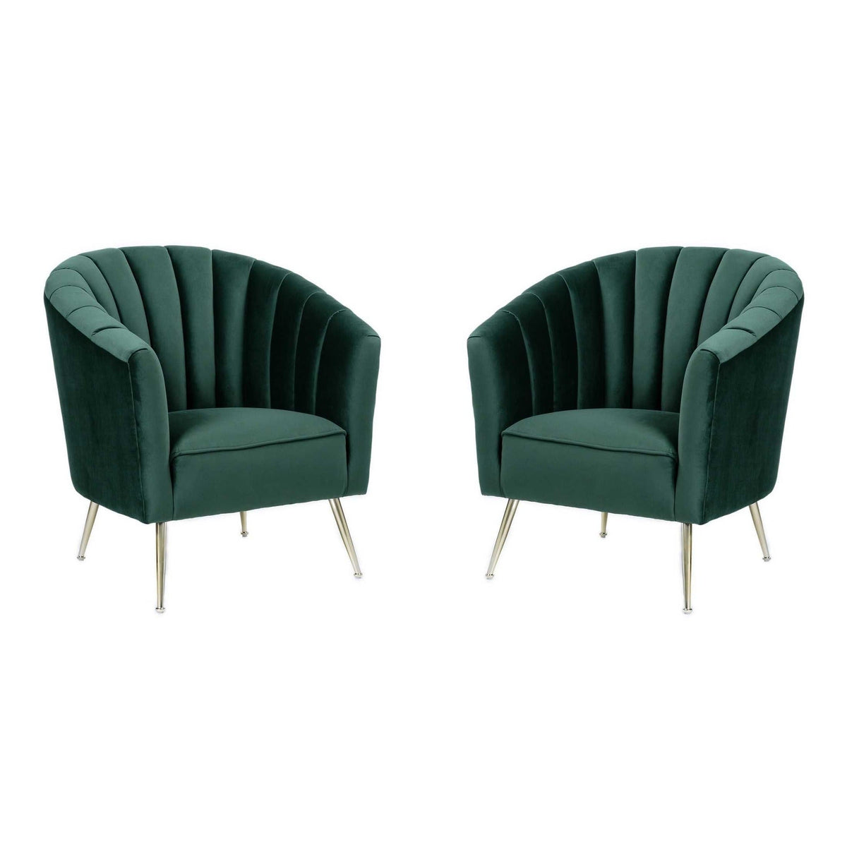 Manhattan Comfort Rosemont Green and Gold Velvet Accent Chair (Set of 2)