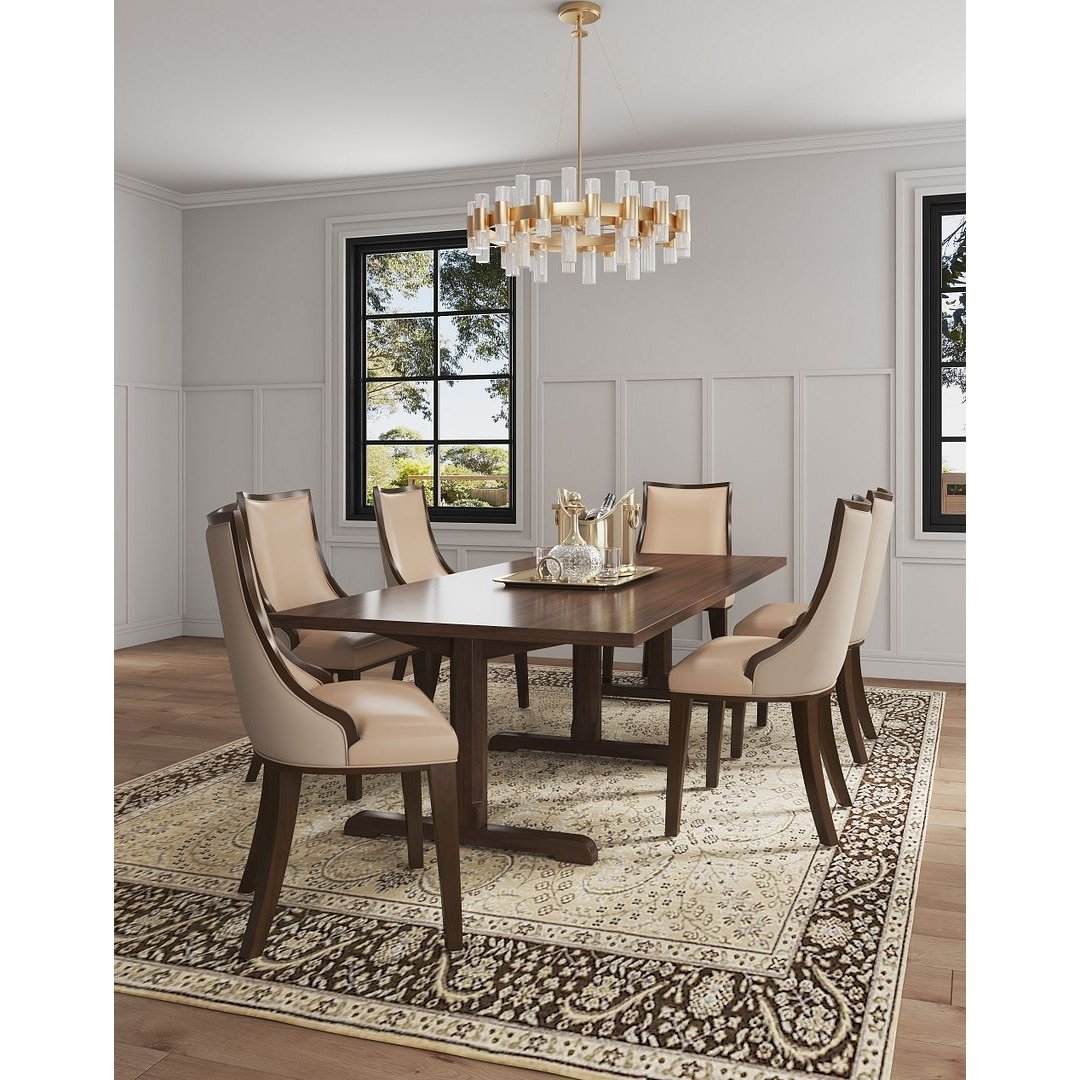 Manhattan Comfort Grand Faux Leather Dining Chair with Beech Wood Frame (Set of 2)