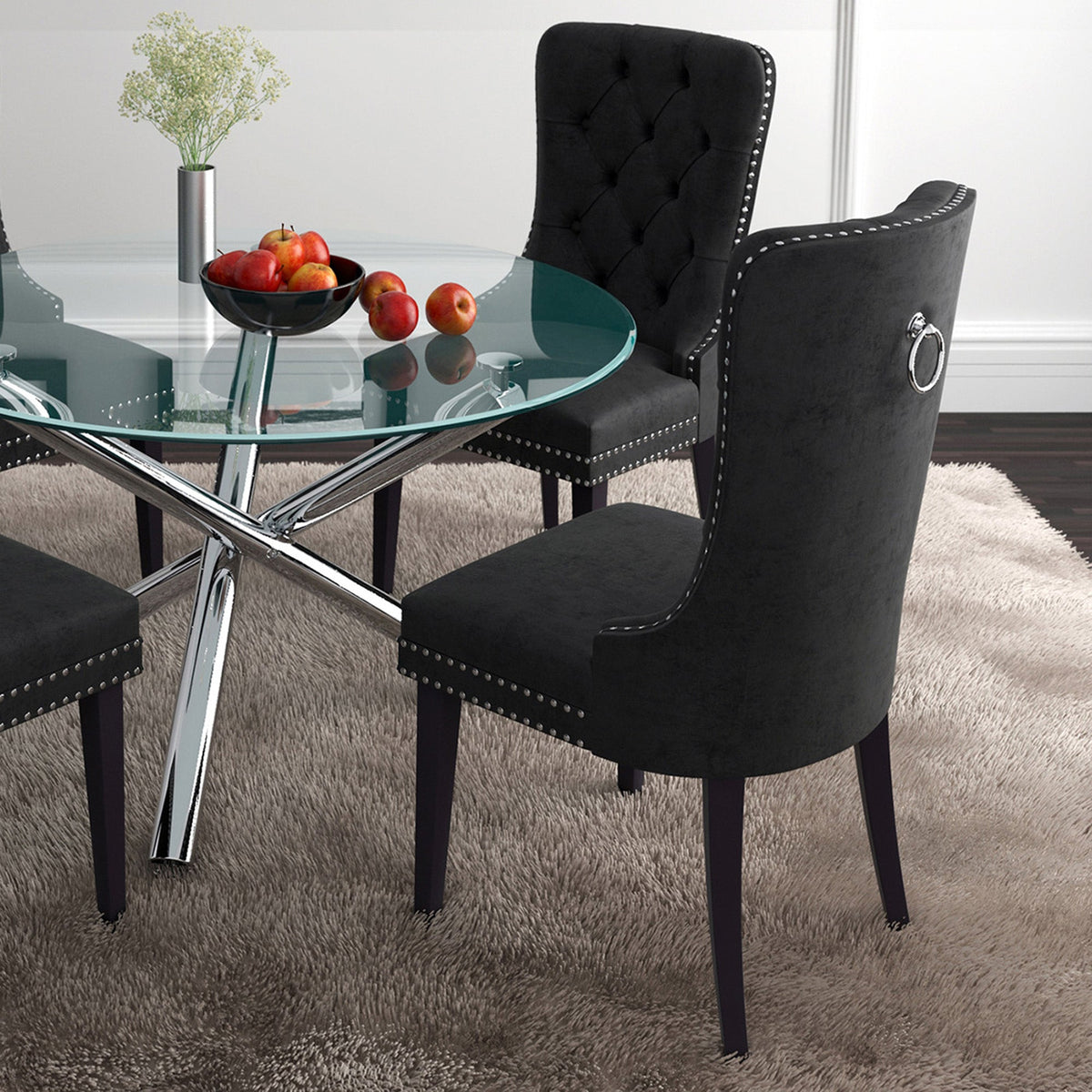 Worldwide Home Furnishings Rizzo-Side Chair-Black Side Chair, Set Of 2 202-080BK