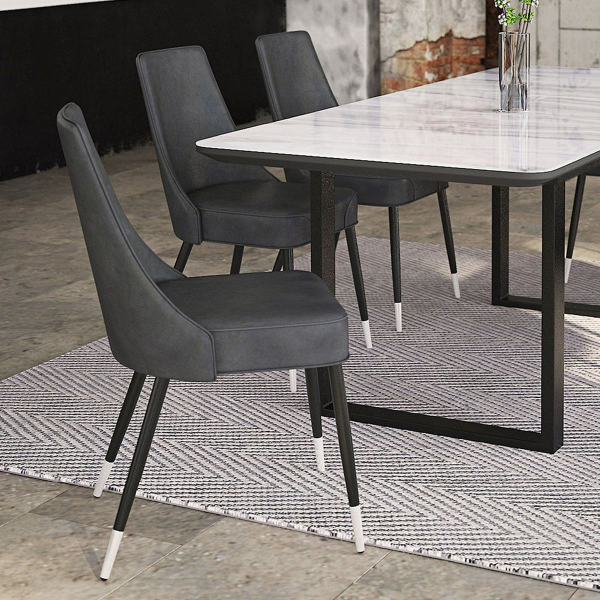 Worldwide Home Furnishings Silvano-Side Chair-Vintage Grey Side Chair, Set Of 2 202-429GY
