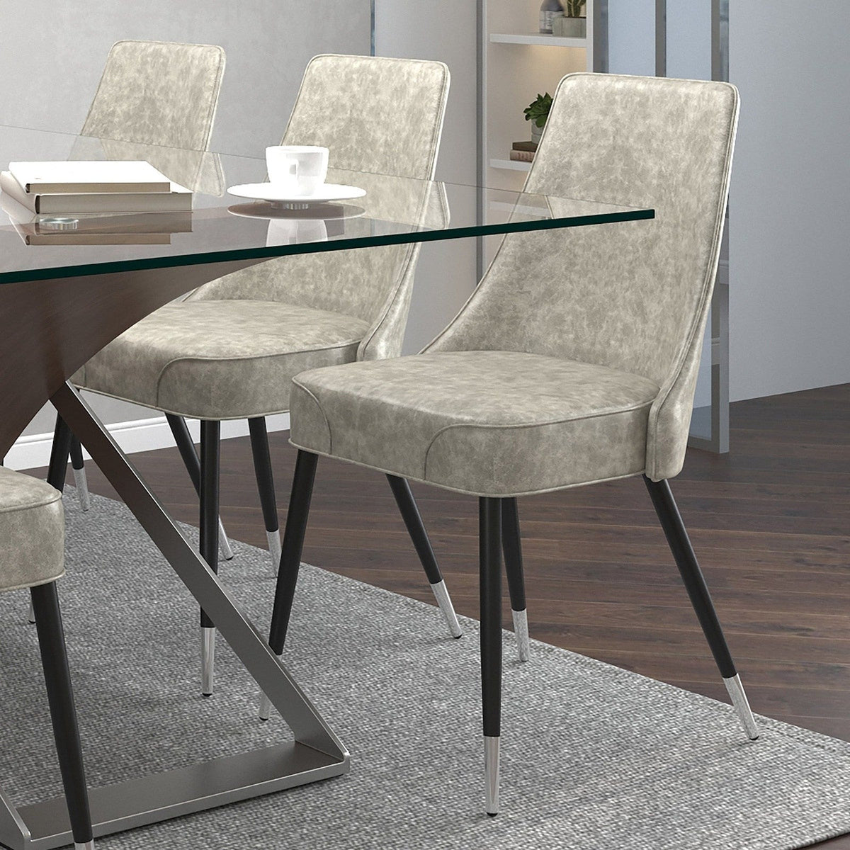 Worldwide Home Furnishings Silvano-Side Chair-Vintage Lt Grey Side Chair, Set Of 2 202-429LT