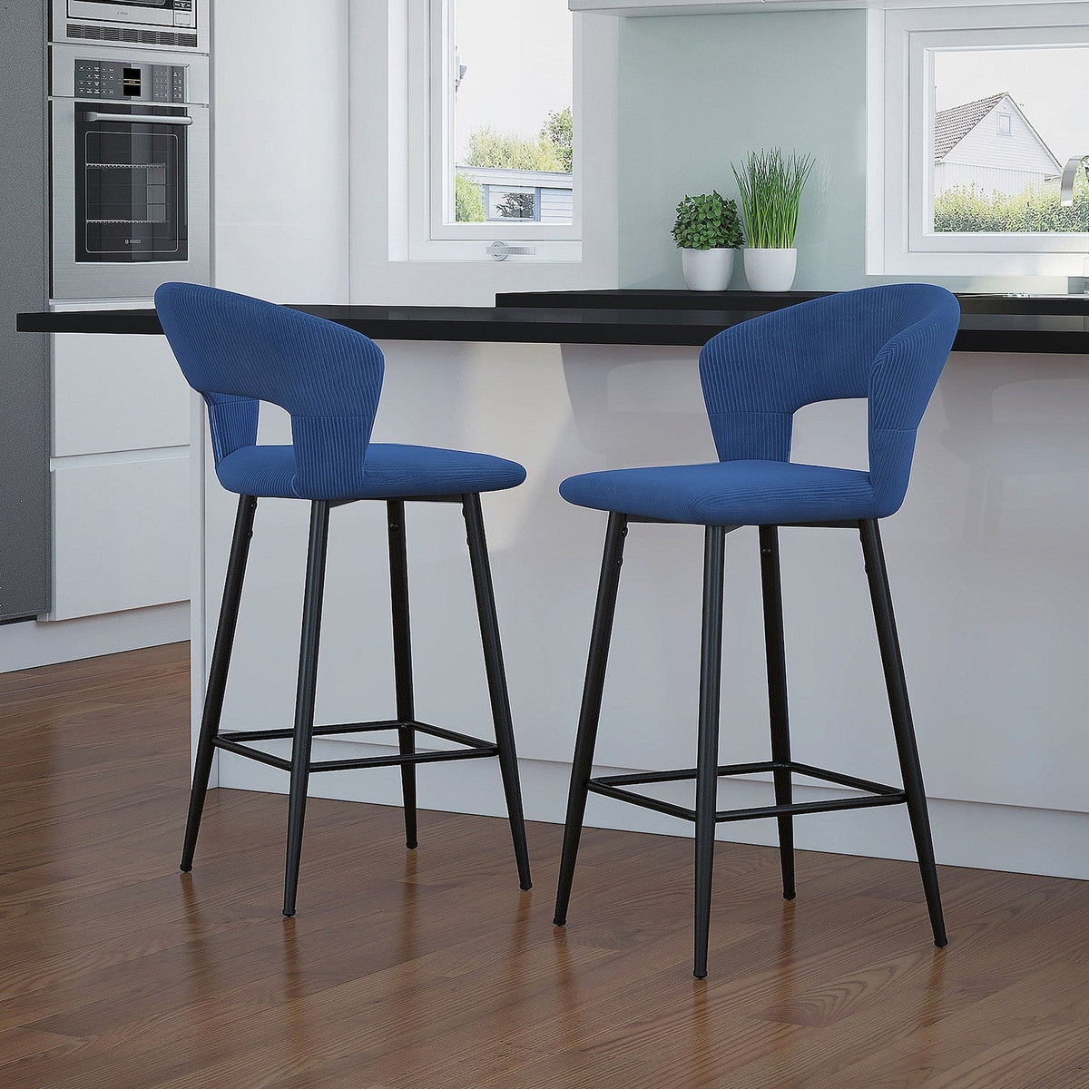 Worldwide Home Furnishings Camille-26'' Counter Stool-Blue 26" Counter Stool, Set Of 2 203-532BLU