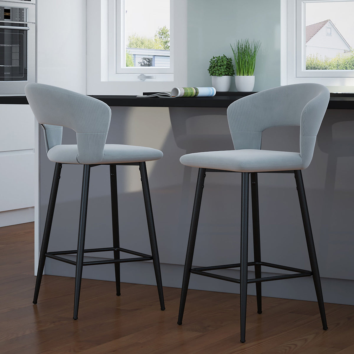 Worldwide Home Furnishings Camille-26'' Counter Stool-Light Grey 26" Counter Stool, Set Of 2 203-532LGY