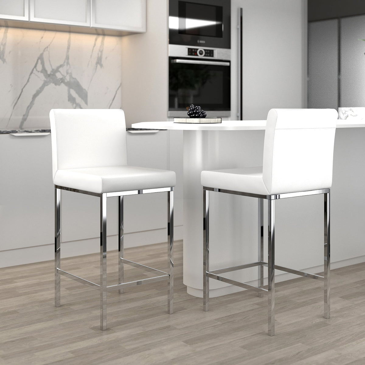Worldwide Home Furnishings Porto-26" Counter Stool-White 26" Counter Stool, Set Of 2 203-576WT