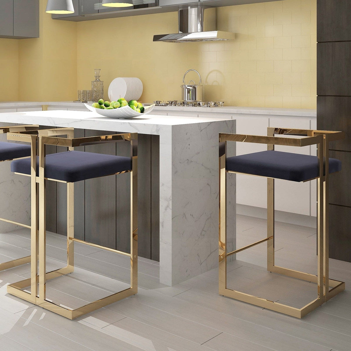 Worldwide Home Furnishings Cosmo-26'' Counter Stool-Blk/Gold Base 26" Counter Stool 203-625BK_GL