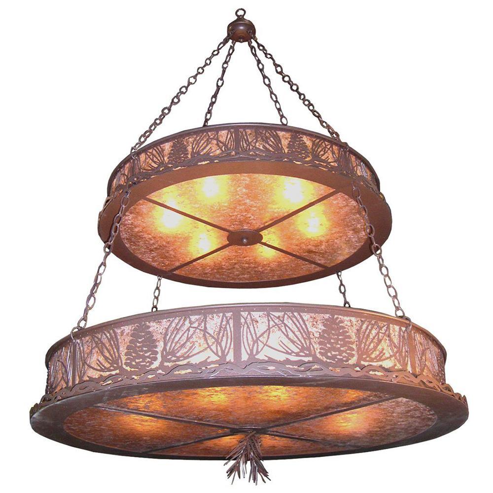 Meyda 48"W Mountain Pine 2 Tier Inverted Pendant