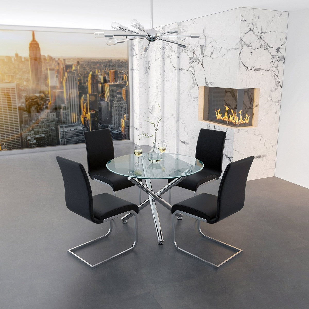 Worldwide Home Furnishings Solara Ii_Maxim Bk- 5pc Dining Set 5pc Dining Set 207-160/489BK