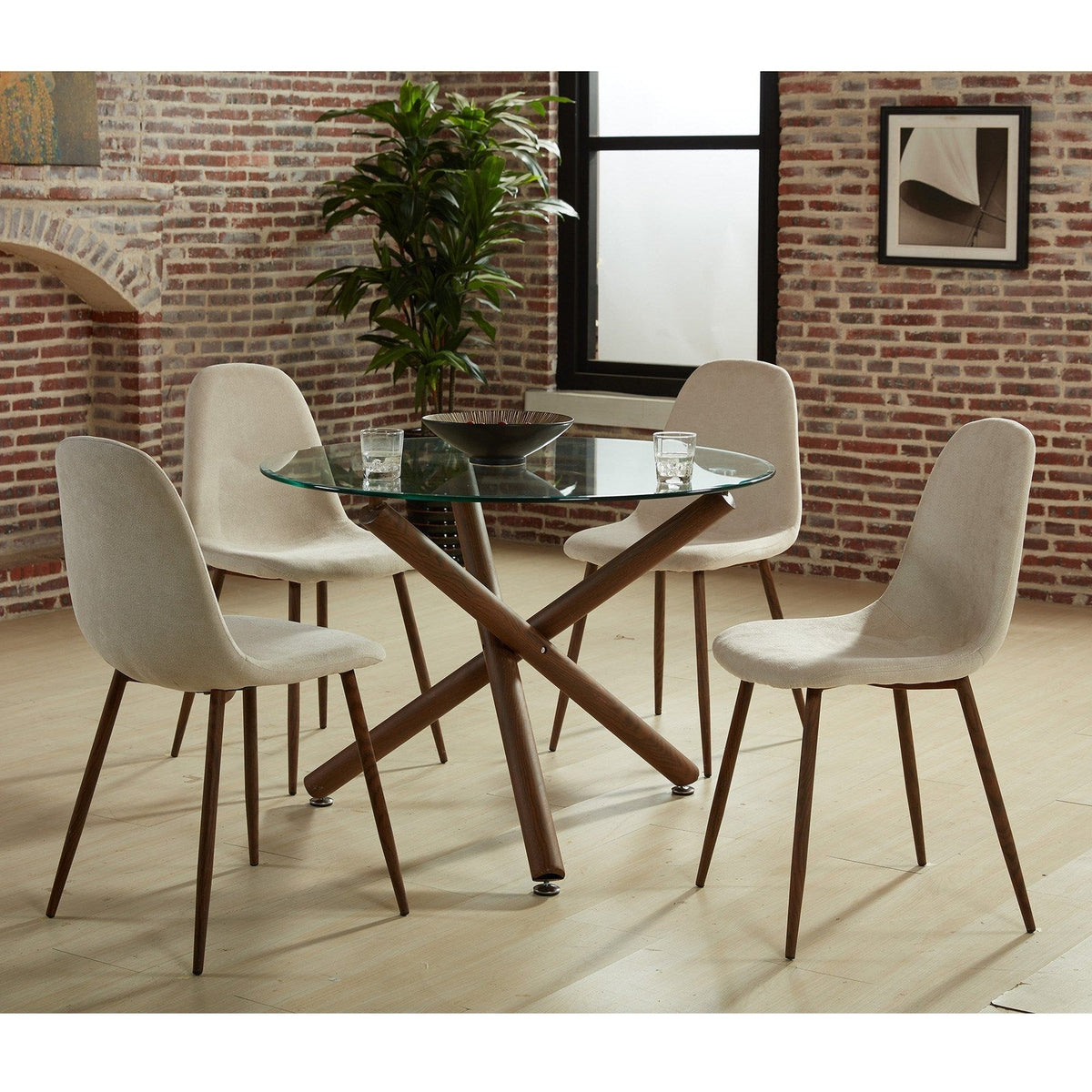 Worldwide Home Furnishings Rocca_Lyna Bg-5pc Dining Set 5pc Dining Set 207-264/250BG