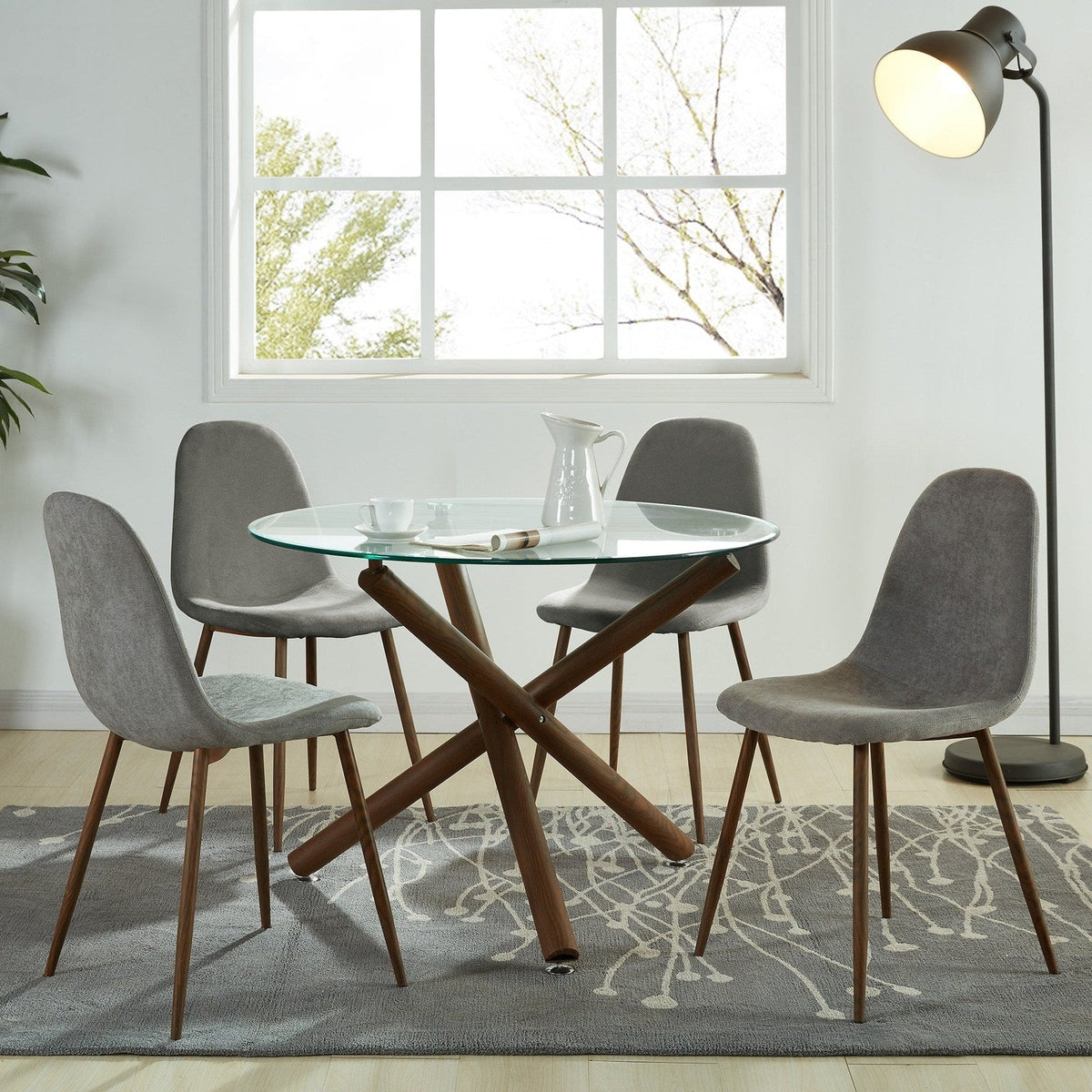 Worldwide Home Furnishings Rocca_Lyna Gy-5pc Dining Set 5pc Dining Set 207-264/250GY