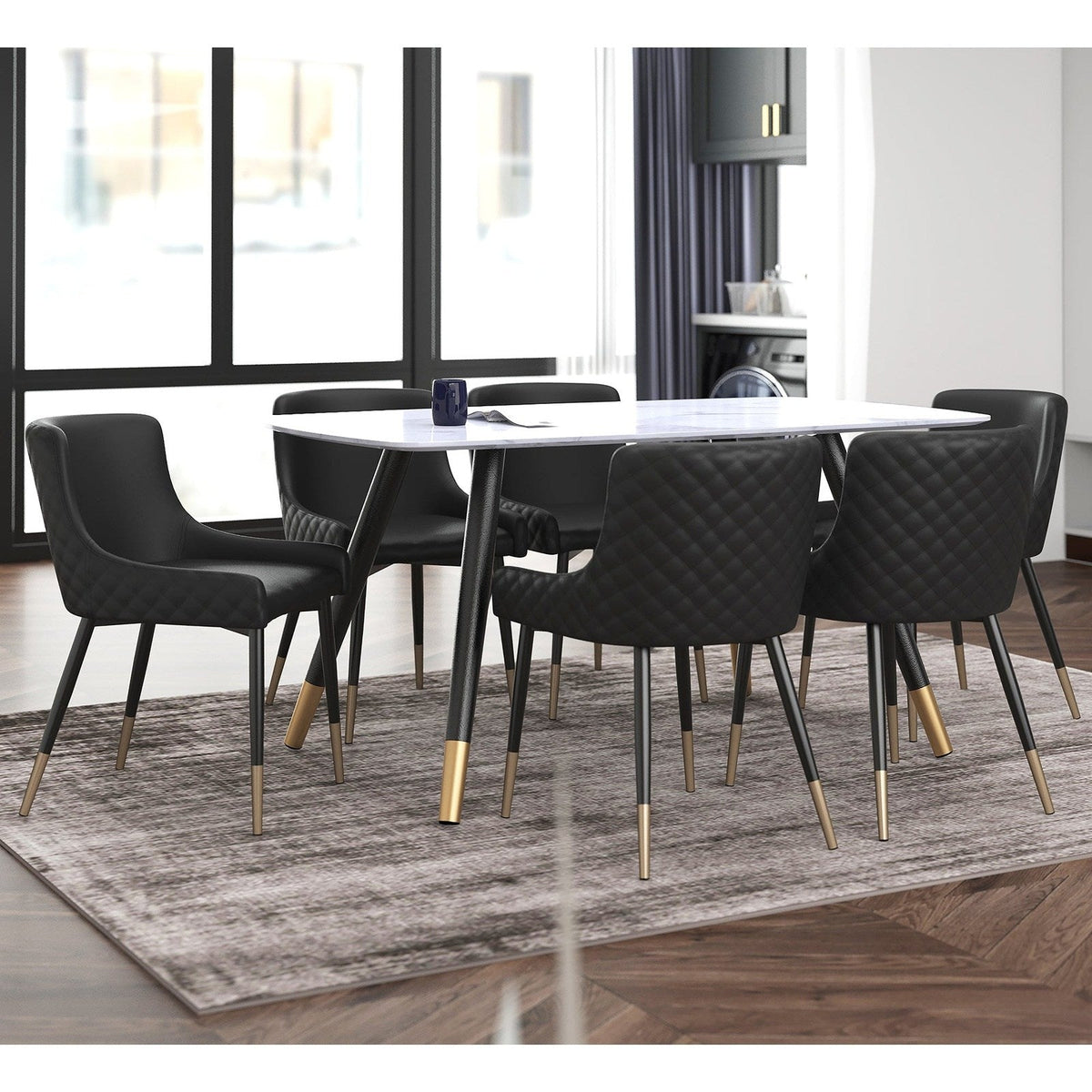 Worldwide Home Furnishings Emery Rec_Xander Bk-7pc Dining Set 7pc Dining Set 207-294REC_620BK