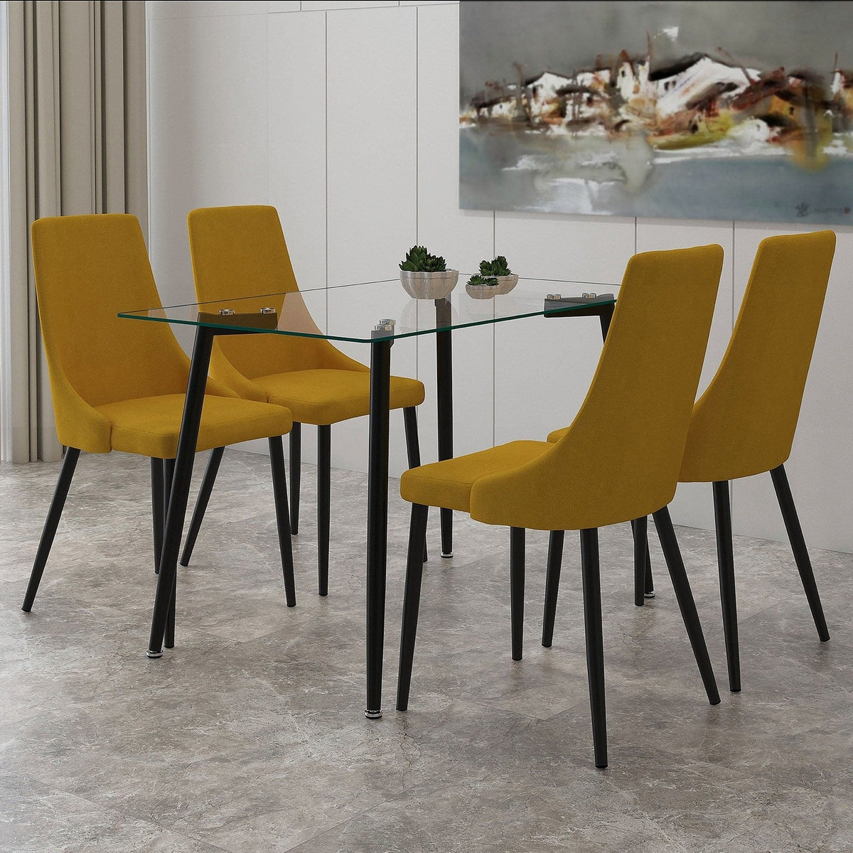 Worldwide Home Furnishings Abbot Bk_Venice Mus-5pc Dining Set 5pc Dining Set 207-453BK_536MUS