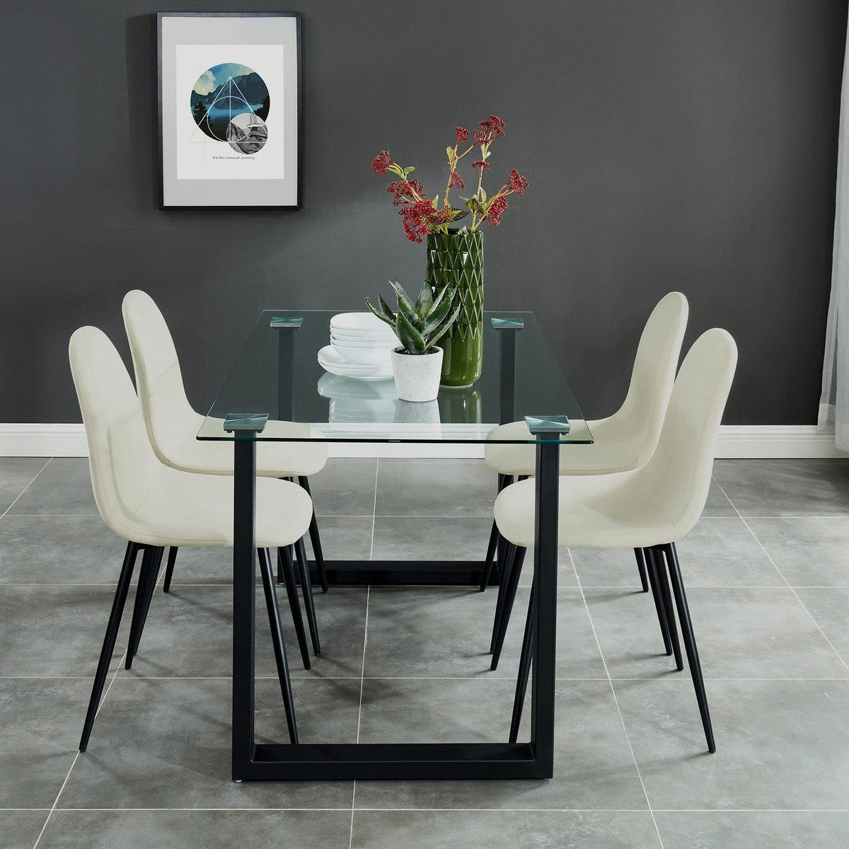 Worldwide Home Furnishings Franco Bk_Olly Bg-5pc Dining Set 5pc Dining Set 207-454BK/606BG