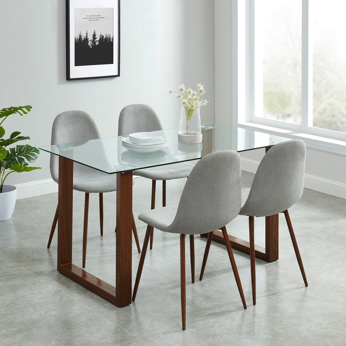 Worldwide Home Furnishings Franco Wal_Lyna Gy-5pc Dining Set 5pc Dining Set 207-454WA/250GY