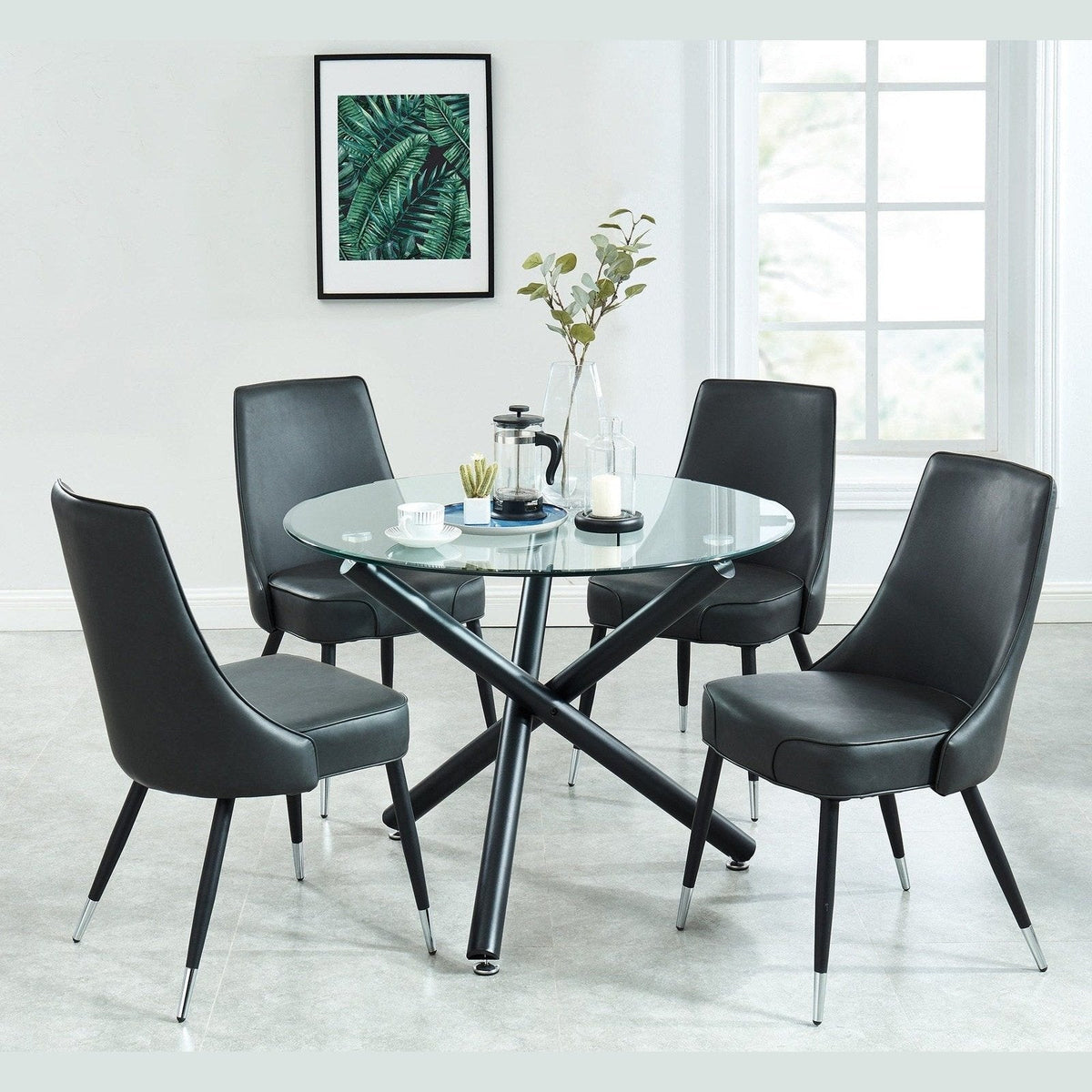 Worldwide Home Furnishings Suzette_Silvano Gy-5c Dining Set 5pc Dining Set 207-476/429GY