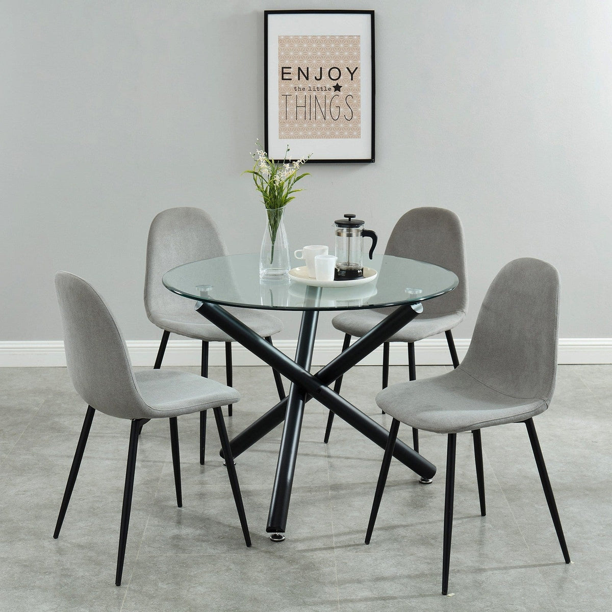 Worldwide Home Furnishings Suzette_Olly Gy-5pc Dining Set 5pc Dining Set 207-476/606GY