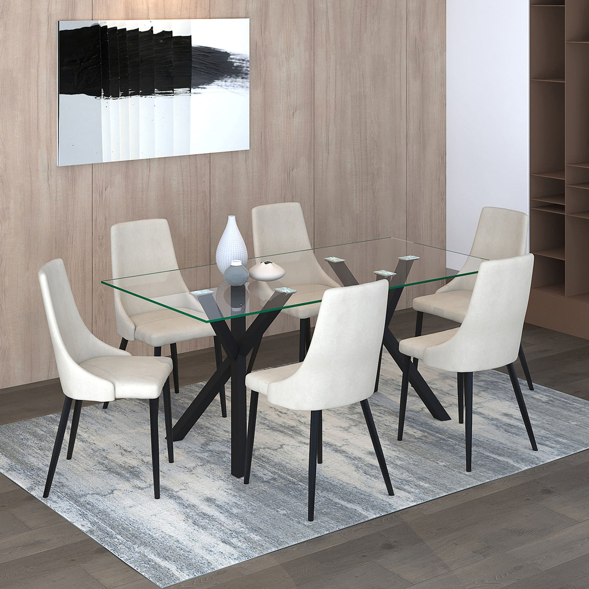 Worldwide Home Furnishings Stark Bk_Venice Beg-7pc Dining Set 7pc Dining Set 207-535BK/536BG
