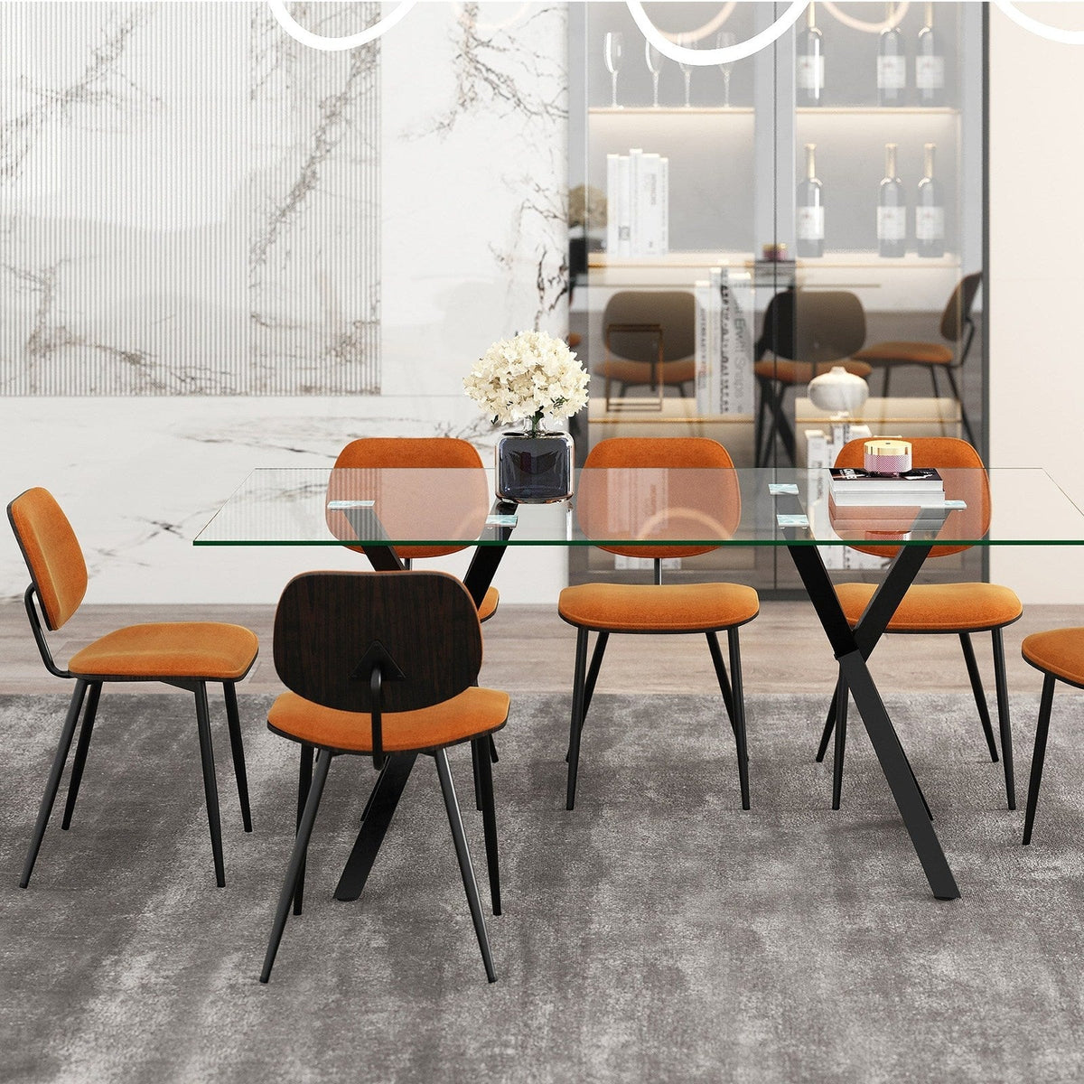 Worldwide Home Furnishings Stark Bk_Capri Rs-7pc Dining Set 7pc Dining Set 207-535BK_591RS