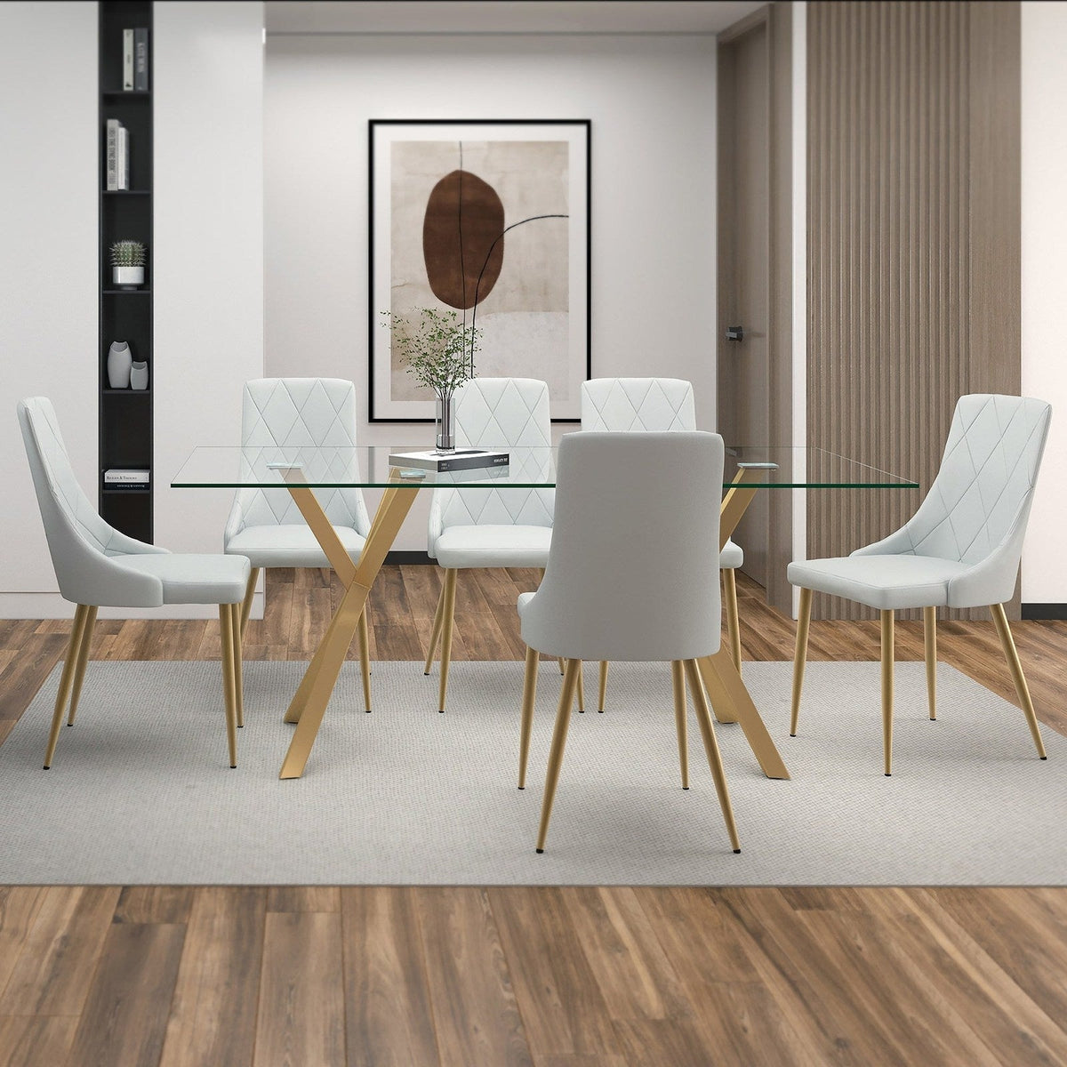 Worldwide Home Furnishings Stark Gl_Antoine Lg-7pc Dining Set 7pc Dining Set 207-535GL_573LG
