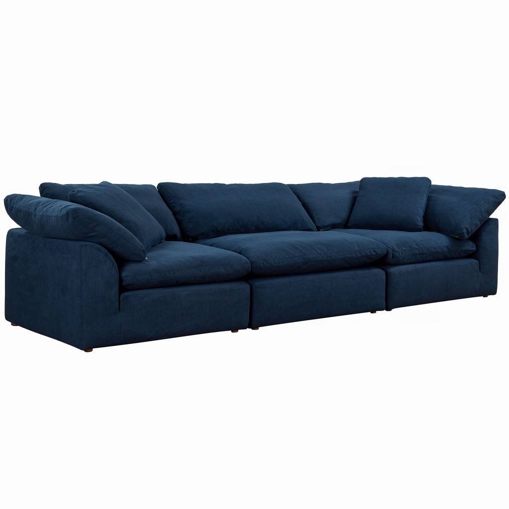 Sunset Trading Cloud Puff 3 Piece 132" Wide Slipcovered Modular Sectional Sofa