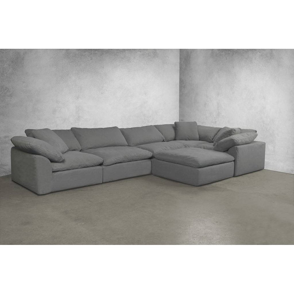 Sunset Trading Cloud Puff 4 Piece 132" Wide Slipcovered Modular Sectional Sofa with Ottoman