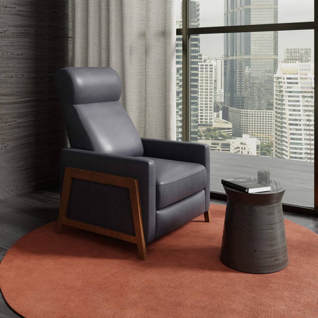 Sunset Trading Edge Pushback Leather Recliner | Manual Reclining Chair | Thin Track Arms | Gray SY-1357-86-9102-94