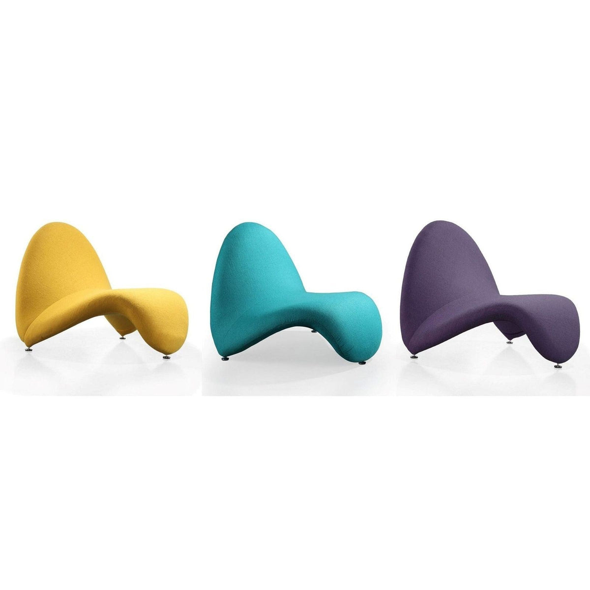 Manhattan Comfort MoMa Multi Colored Accent Chair -Set of 3 in Purple, Teal, and Yellow