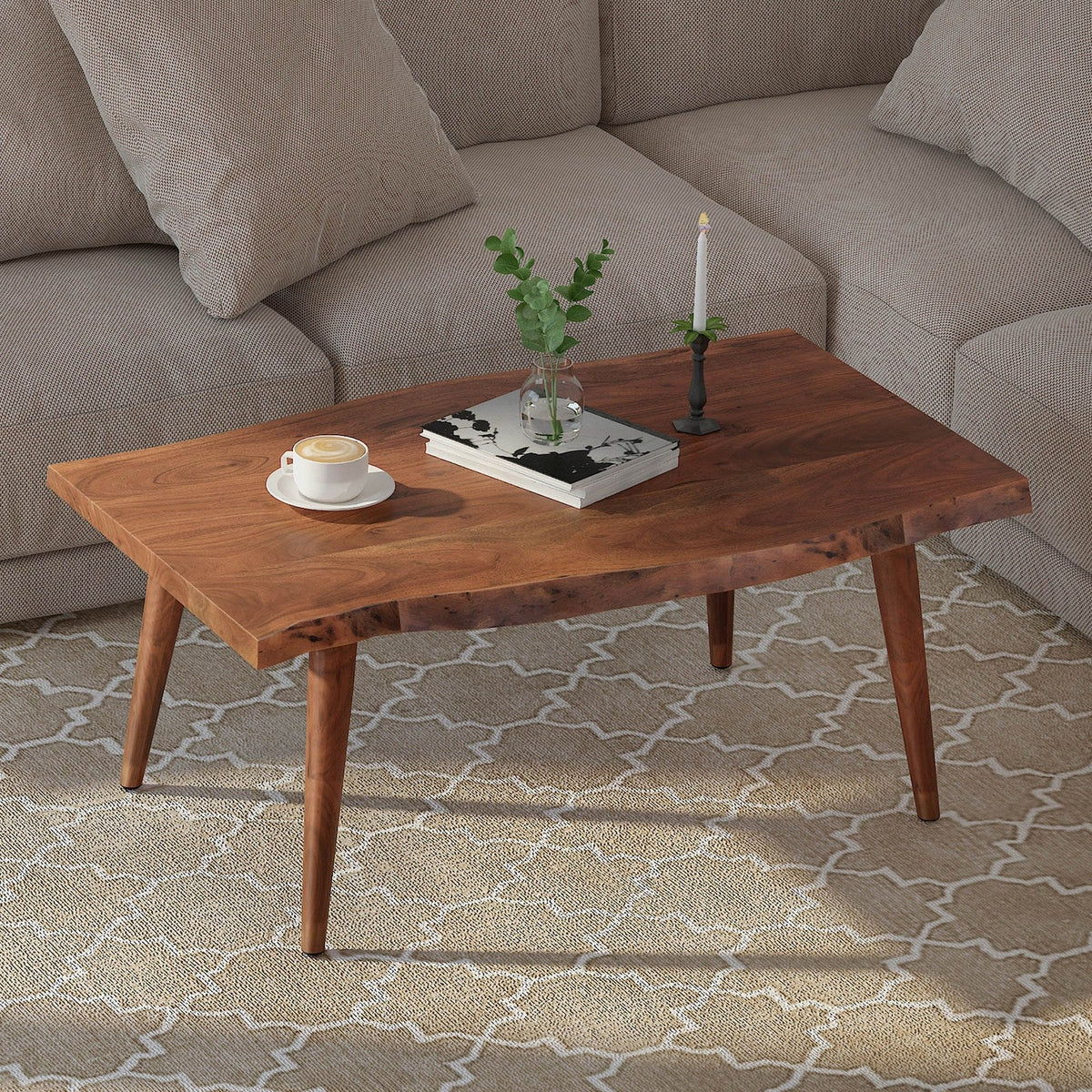 Worldwide Home Furnishings Arnav-Coffee Table-Walnut Rectangular Coffee Table 301-445WAL