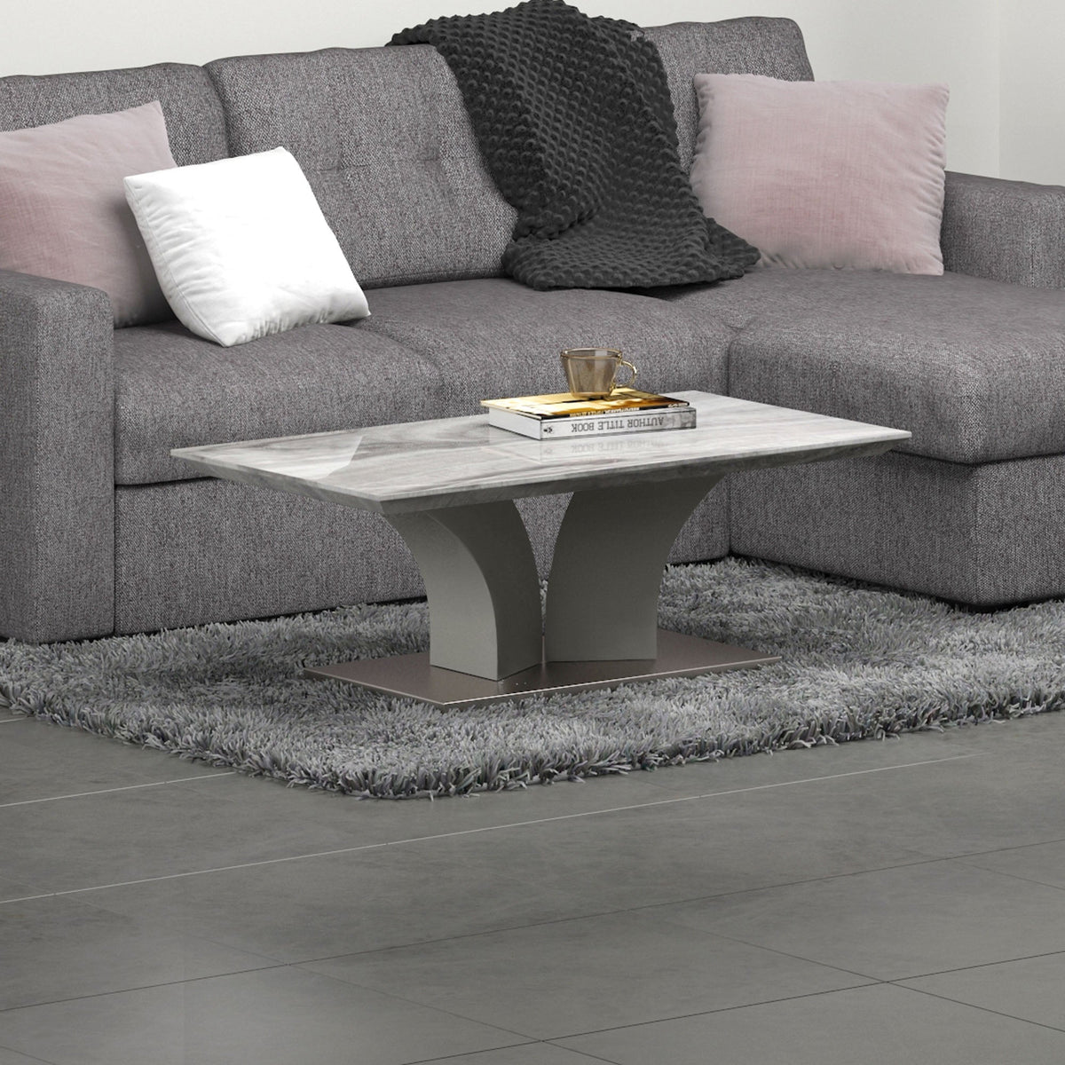 Worldwide Home Furnishings Napoli-Coffee Table-Grey Rectangular Coffee Table 301-545GY