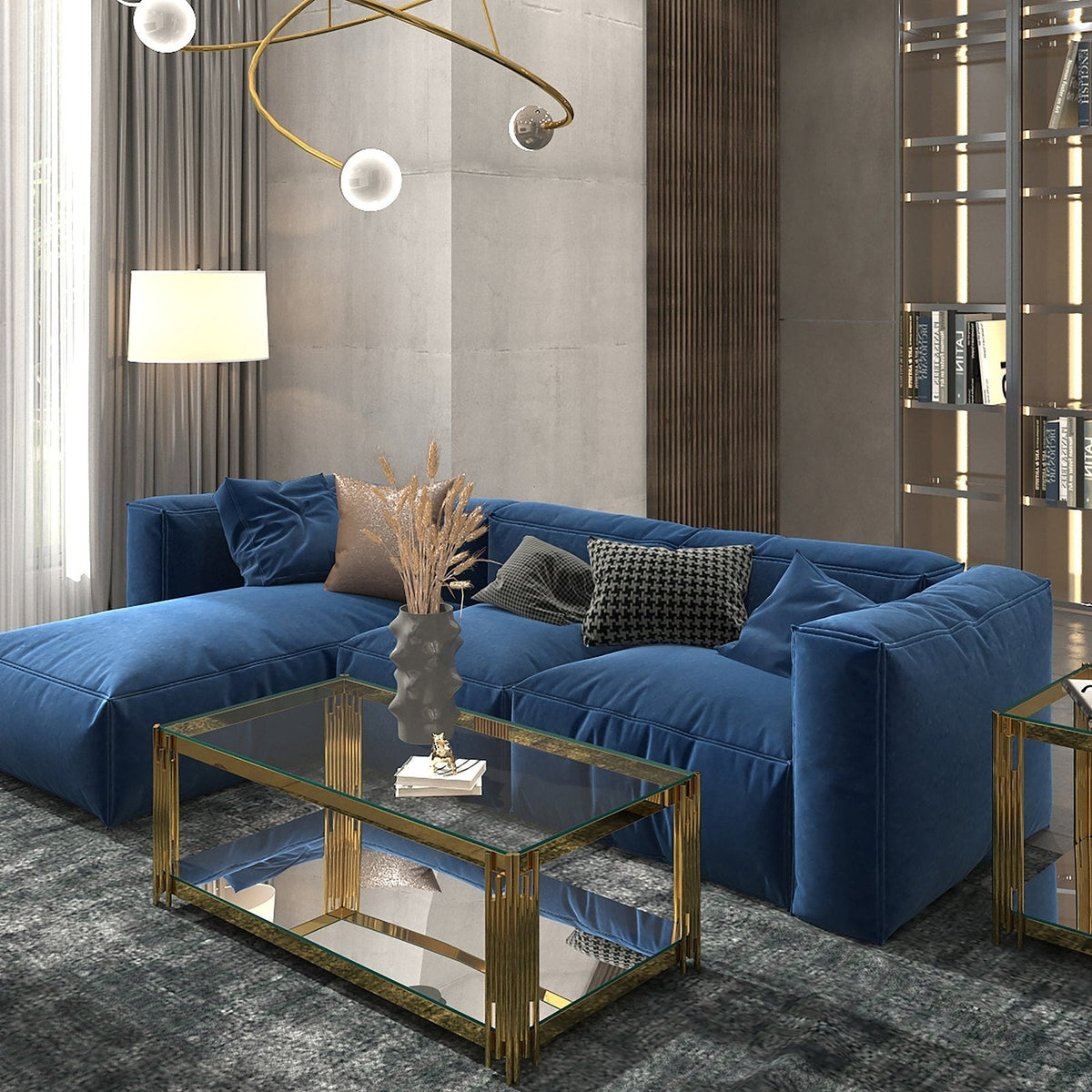 Worldwide Home Furnishings Estrel-Coffee Table-Gold Rectangular Coffee Table 301-630GL
