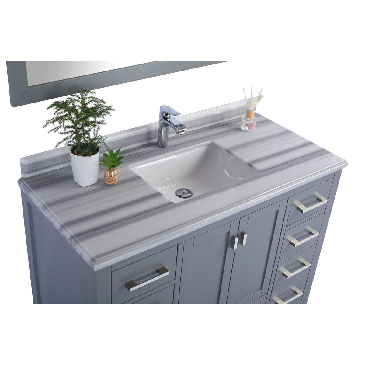 Laviva Wilson 48" Grey Bathroom Vanity with White Stripes Marble Countertop 313ANG-48G-WS