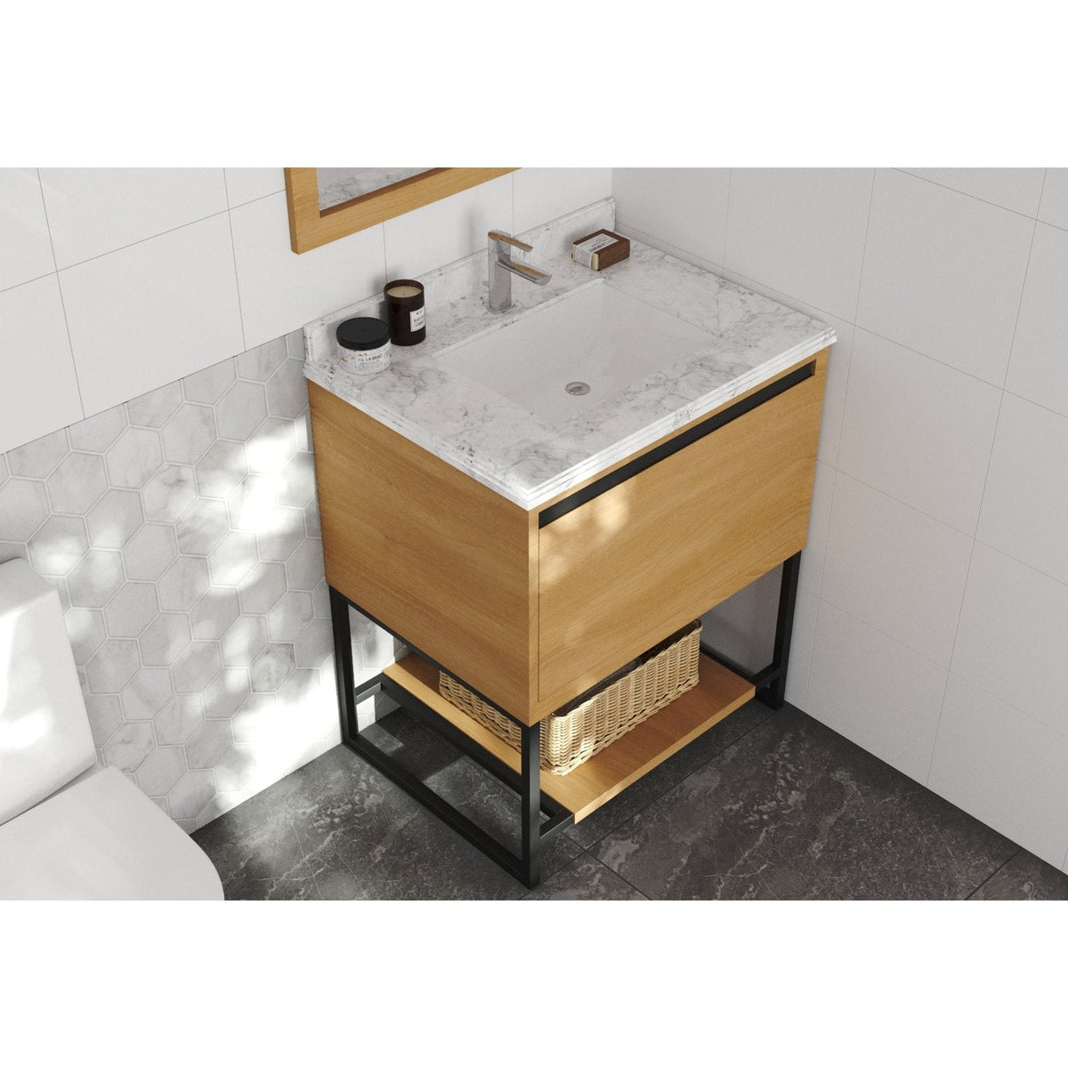 Laviva Alto 30" California White Oak Bathroom Vanity with White Carrara Marble Countertop 313SMR-30CO-WC