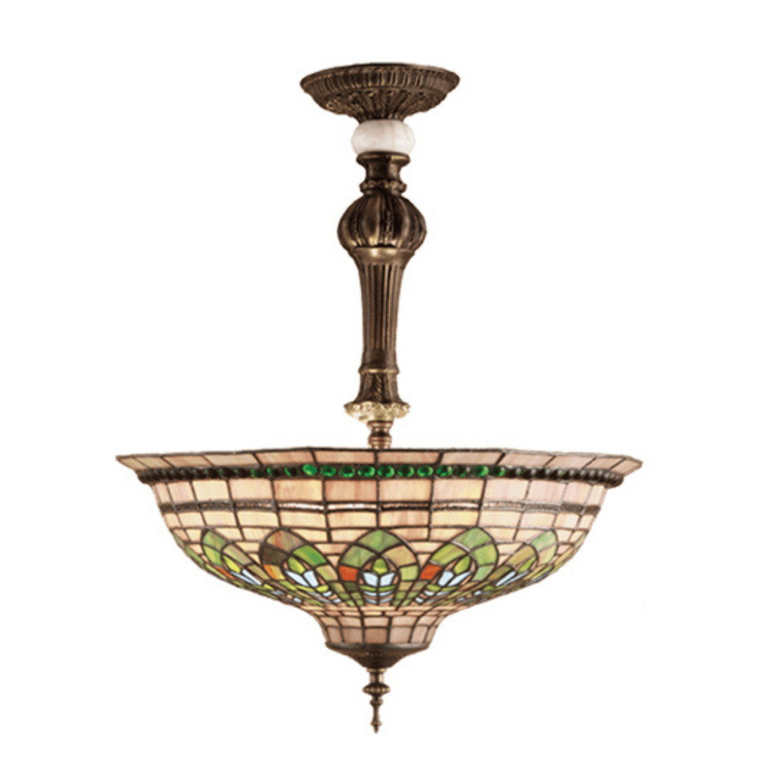 Meyda 18" Wide Tiffany Gentian Semi-Flushmount