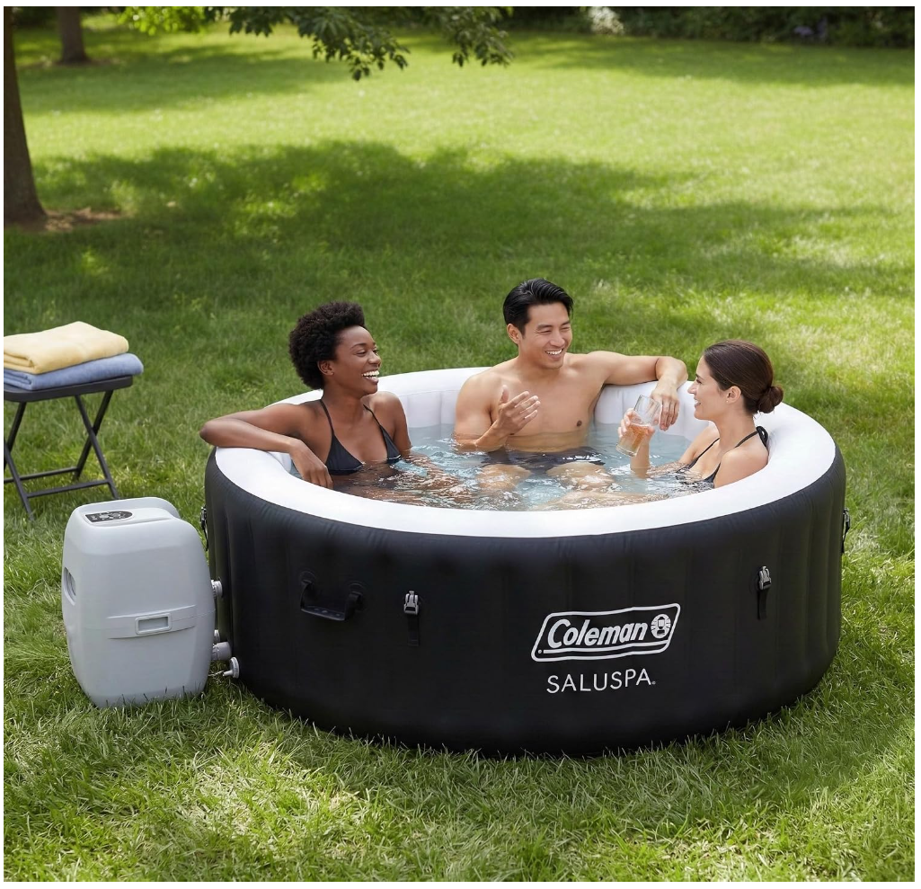 Coleman SaluSpa Miami Energy-Efficient AirJet Inflatable Hot Tub, 2–4 Person, Black