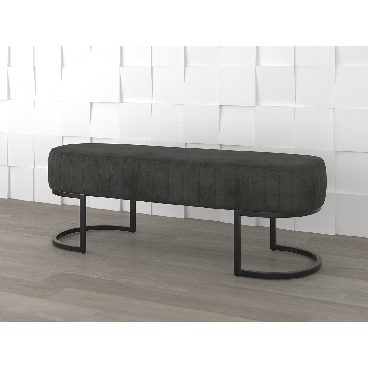 Worldwide Home Furnishings Caprese-Bench-Vintage Charcoal Bench 401-269CHR/BK