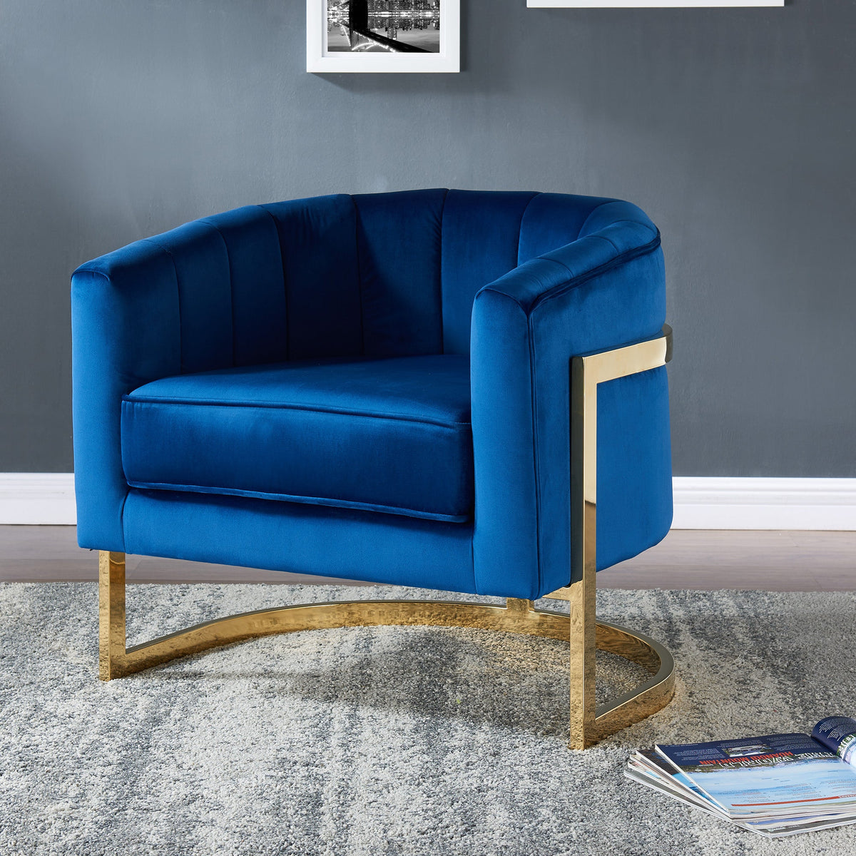 Worldwide Home Furnishings Tarra-Accent Chair-Blue Accent Chair 403-239BLU