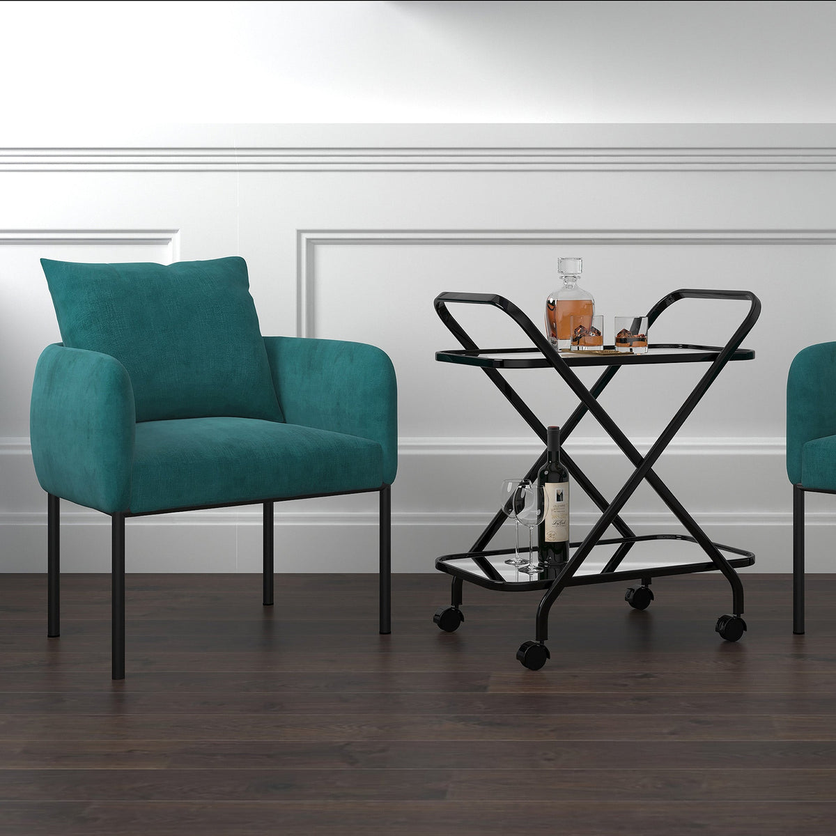 Worldwide Home Furnishings Petrie-Accent Chair-Aqua Accent Chair 403-556AQU/BK
