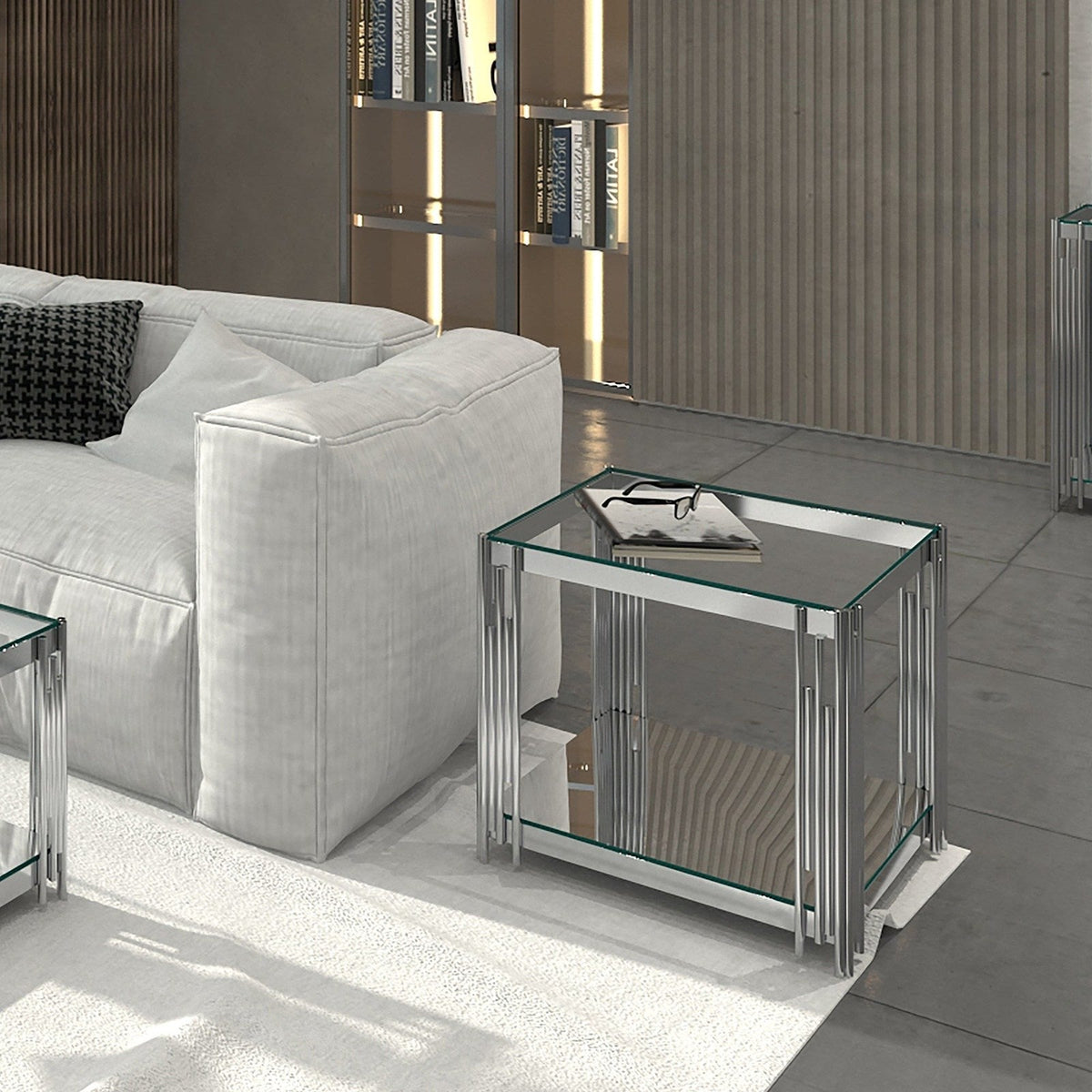 Worldwide Home Furnishings Estrel-Accent Table Large-Silver Large Accent Table 501-630CH_L