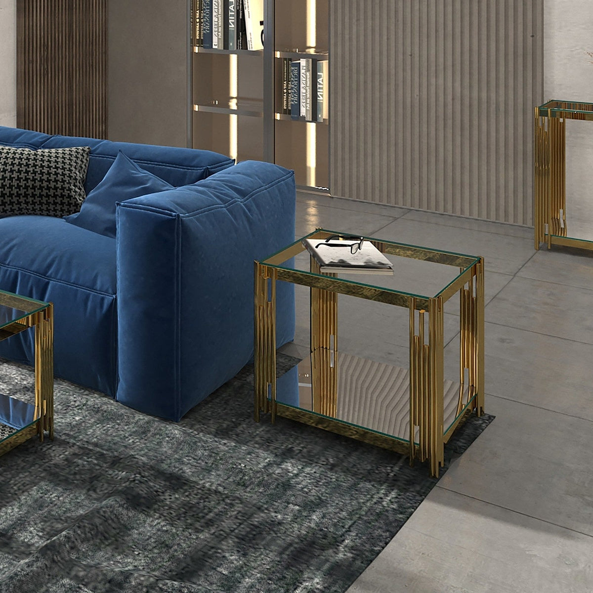 Worldwide Home Furnishings Estrel-Accent Table Large-Gold Large Accent Table 501-630GL_L