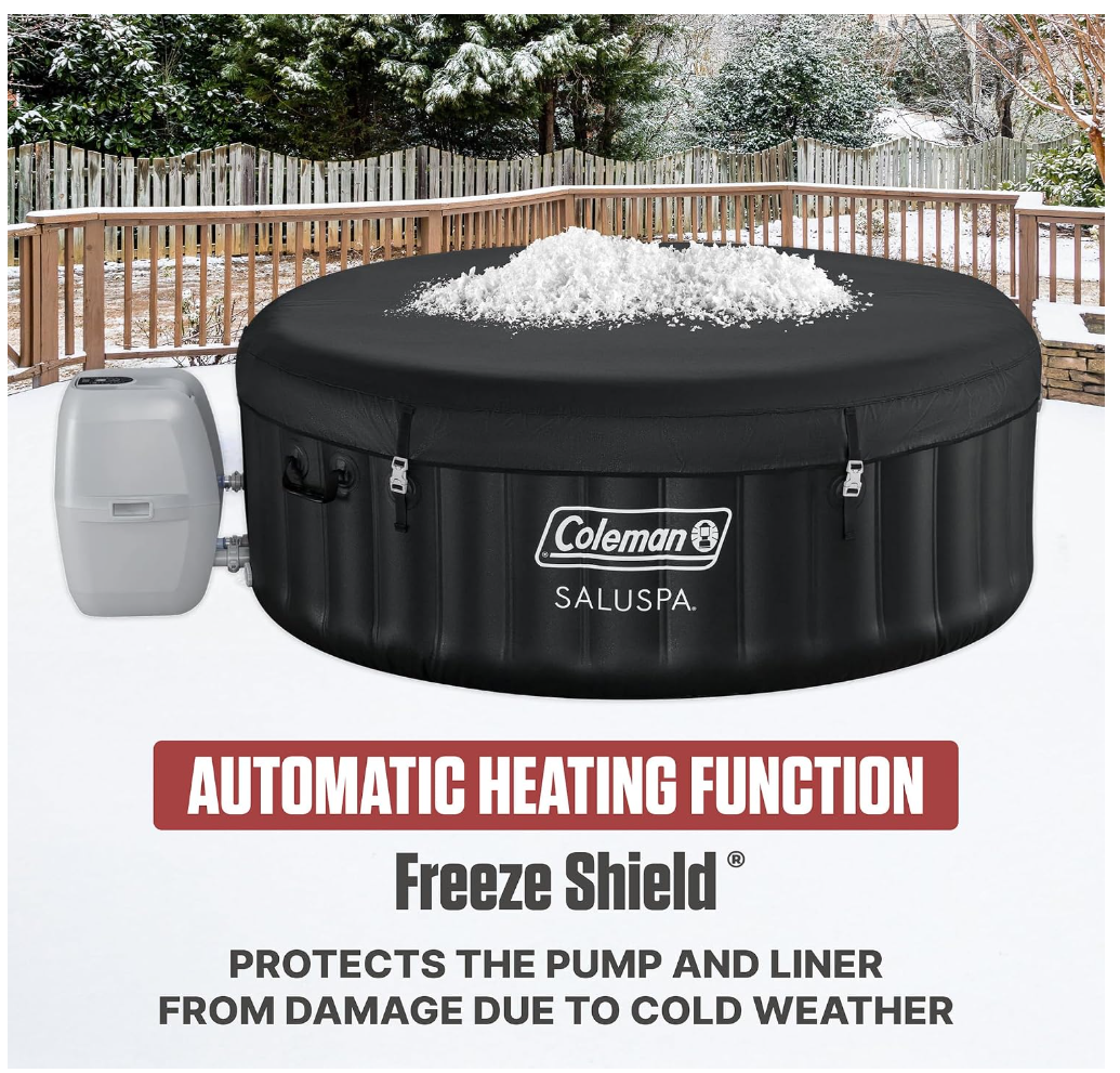 Coleman SaluSpa Miami Energy-Efficient AirJet Inflatable Hot Tub, 2–4 Person, Black