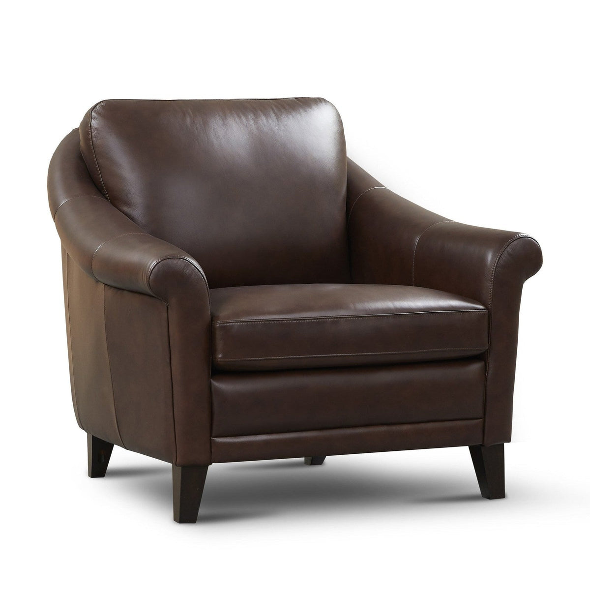GTR Sienna Brown Leather Midcentury Armchair